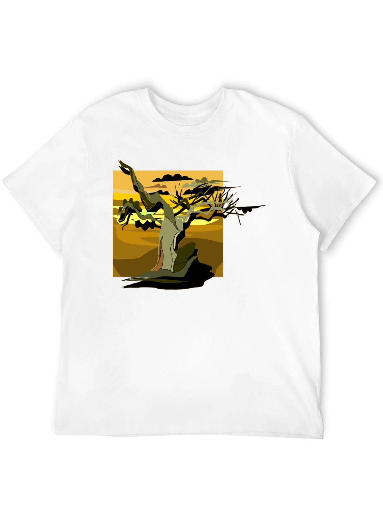 Abstract Tree Graphic Tee - Black
