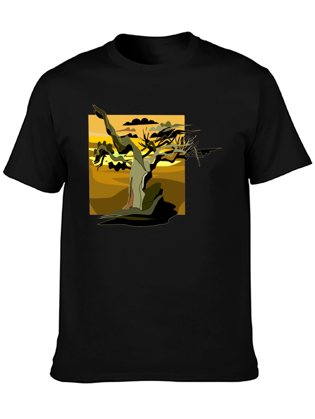 Abstract Tree Graphic Tee - Black