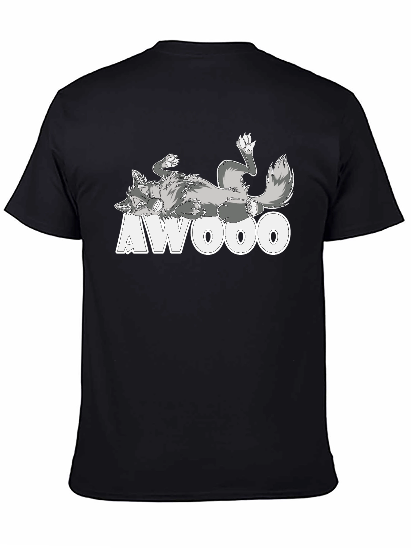AWOOO Wolf Graphic Tee - Black Cotton T-Shirt