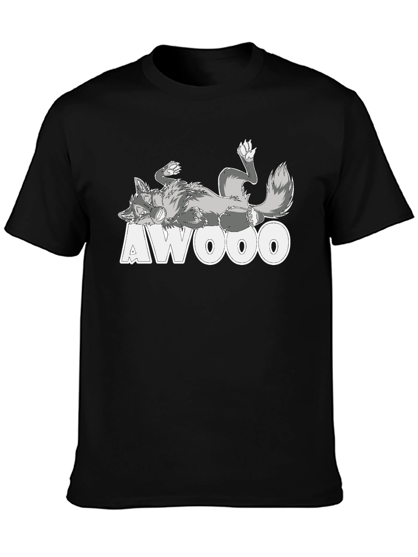 AWOOO Wolf Graphic Tee - Black Cotton T-Shirt