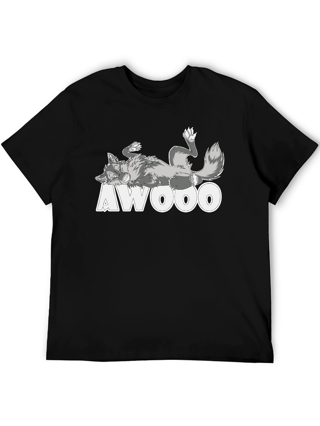 AWOOO Wolf Graphic Tee - Black Cotton T-Shirt