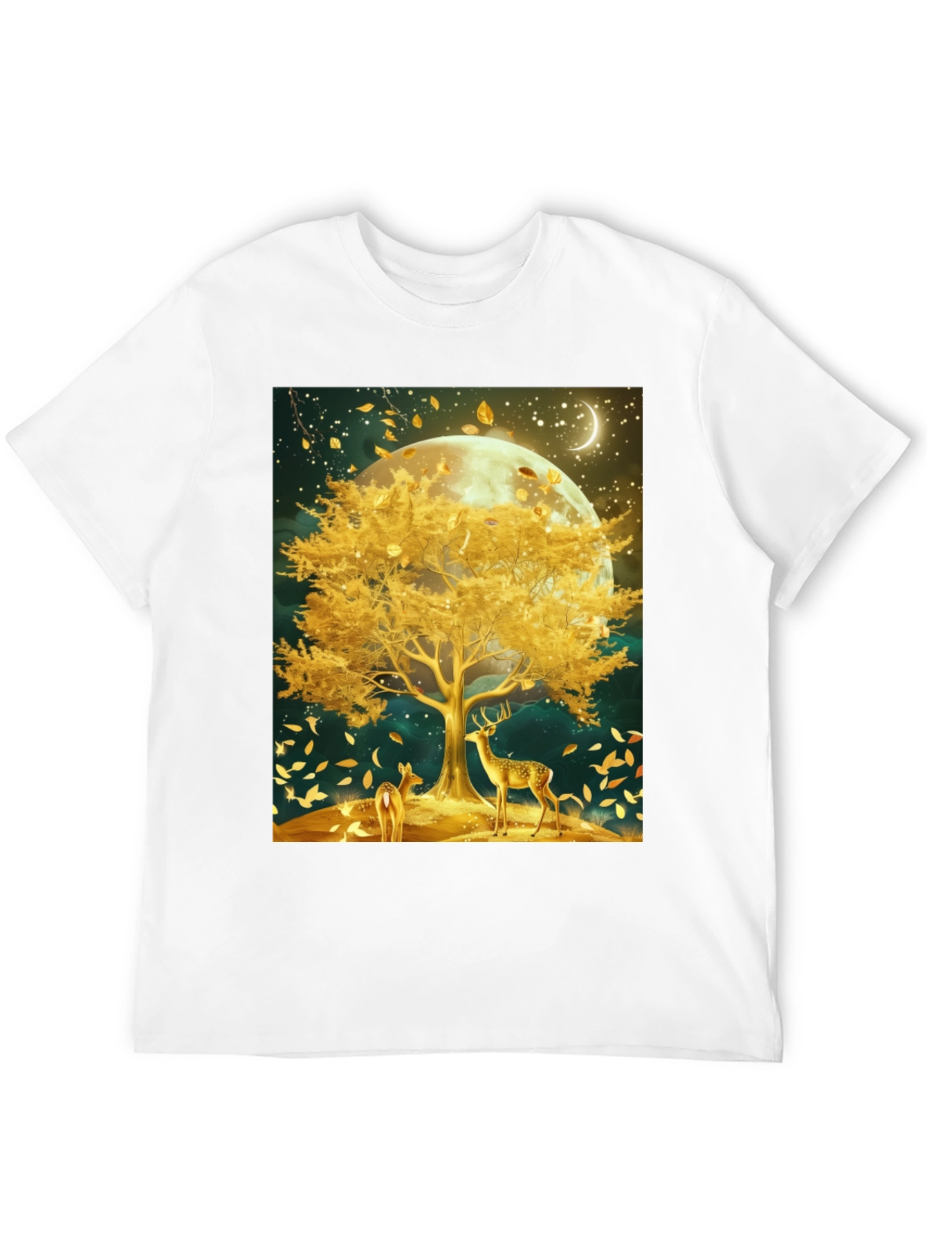 Deer & Golden Tree Black Graphic Tee