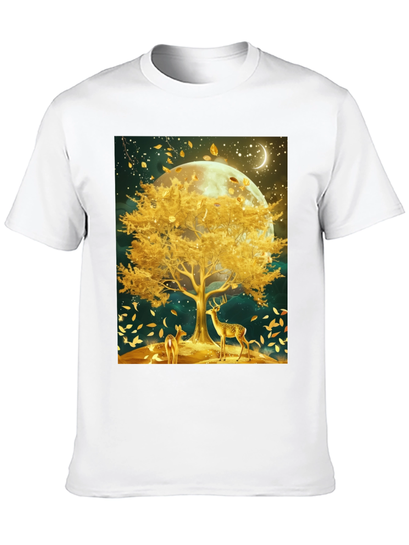 Deer & Golden Tree Black Graphic Tee