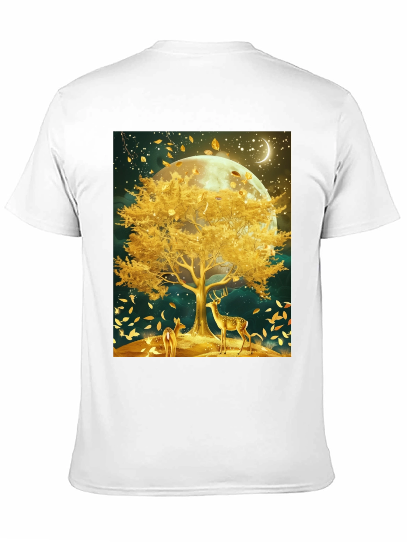 Deer & Golden Tree Black Graphic Tee