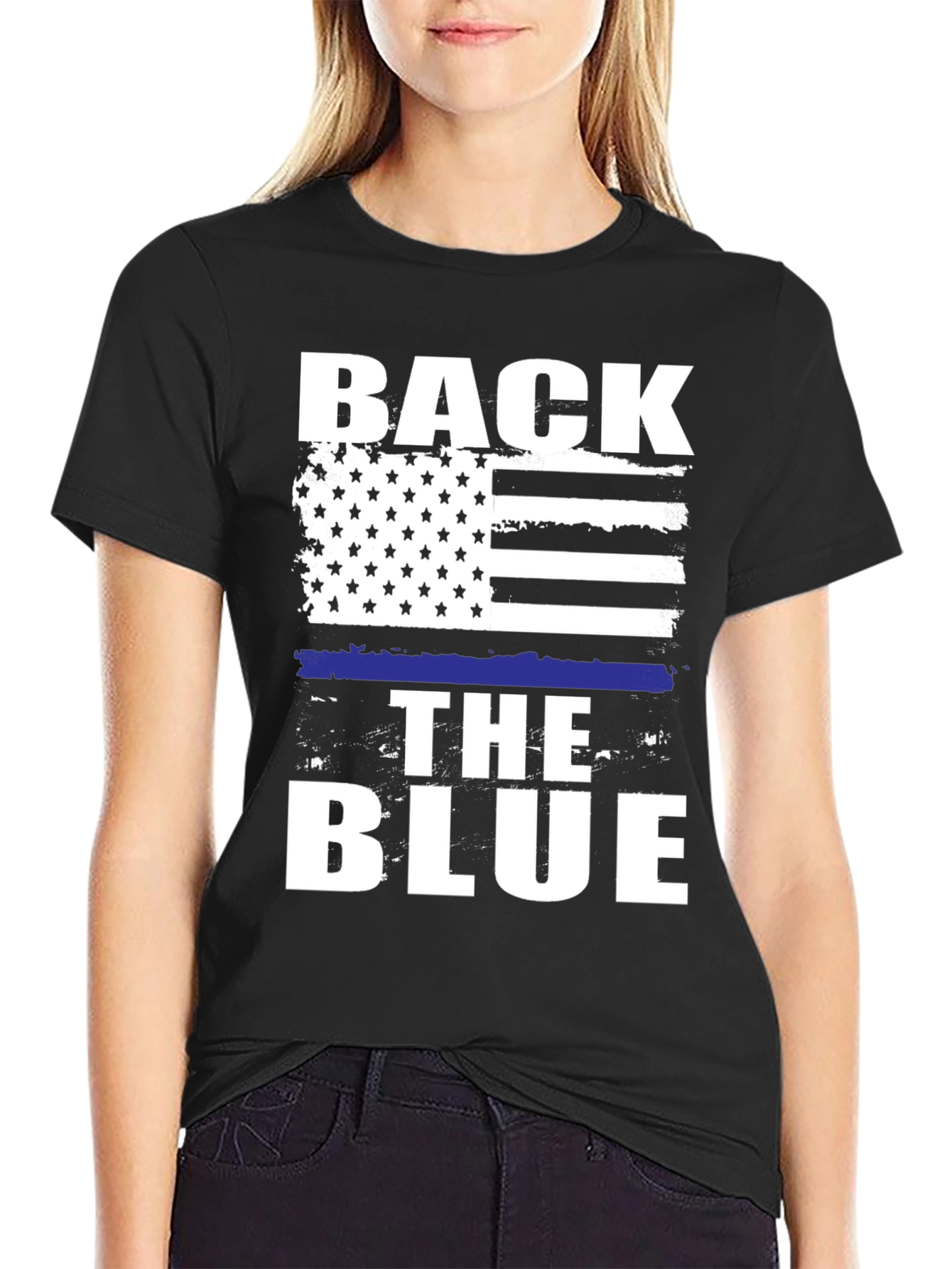 Back The Blue Graphic T-Shirt - Patriotic Support