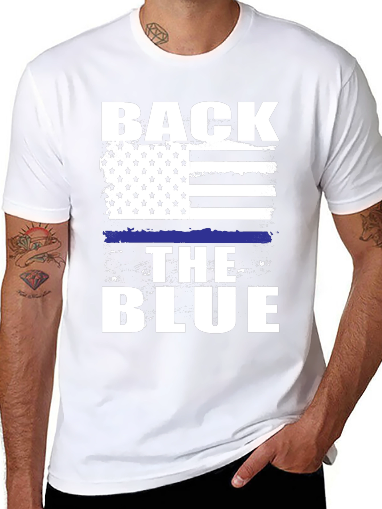 Back The Blue Graphic T-Shirt - Patriotic Support