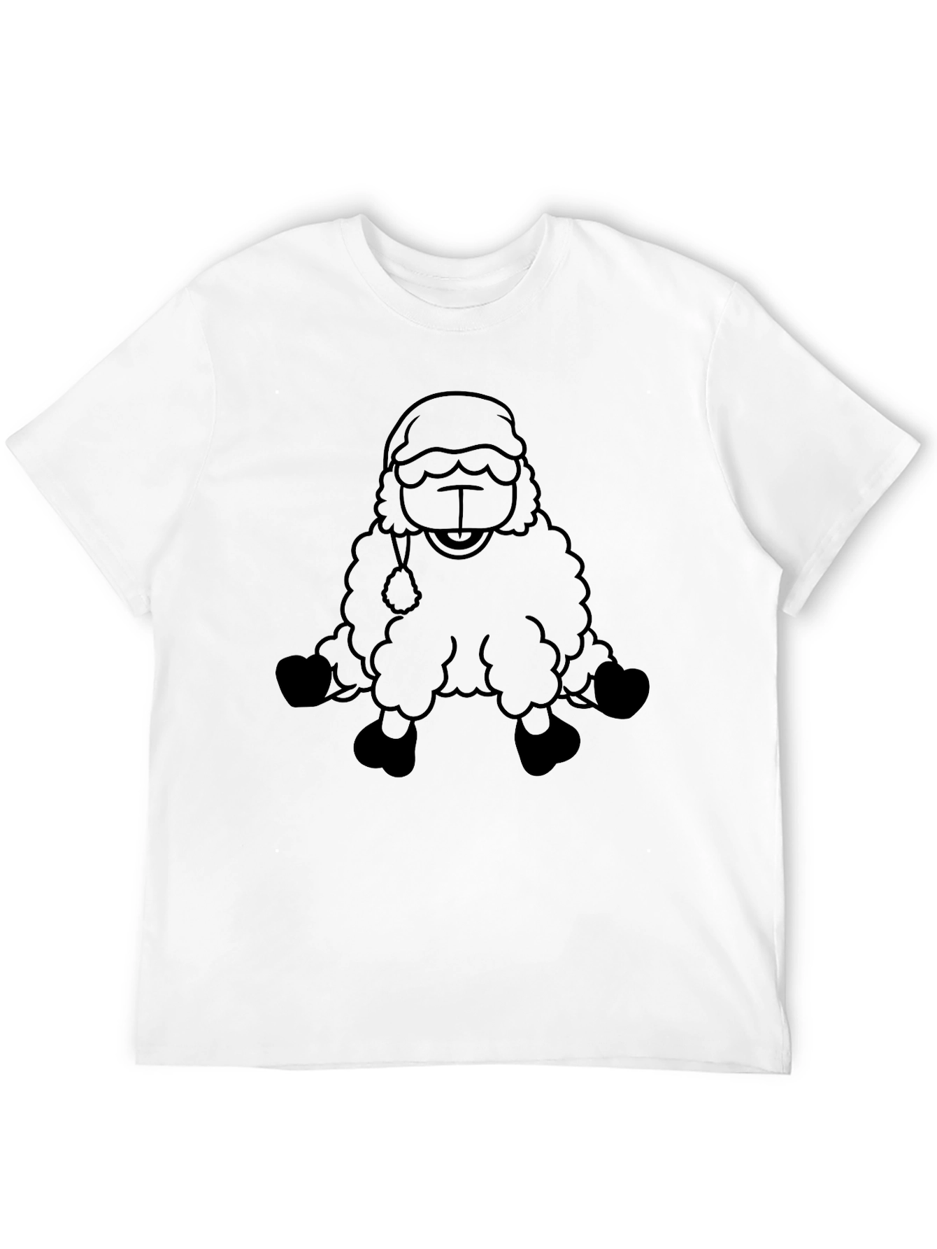 Cartoon Sheep Graphic Black T-Shirt