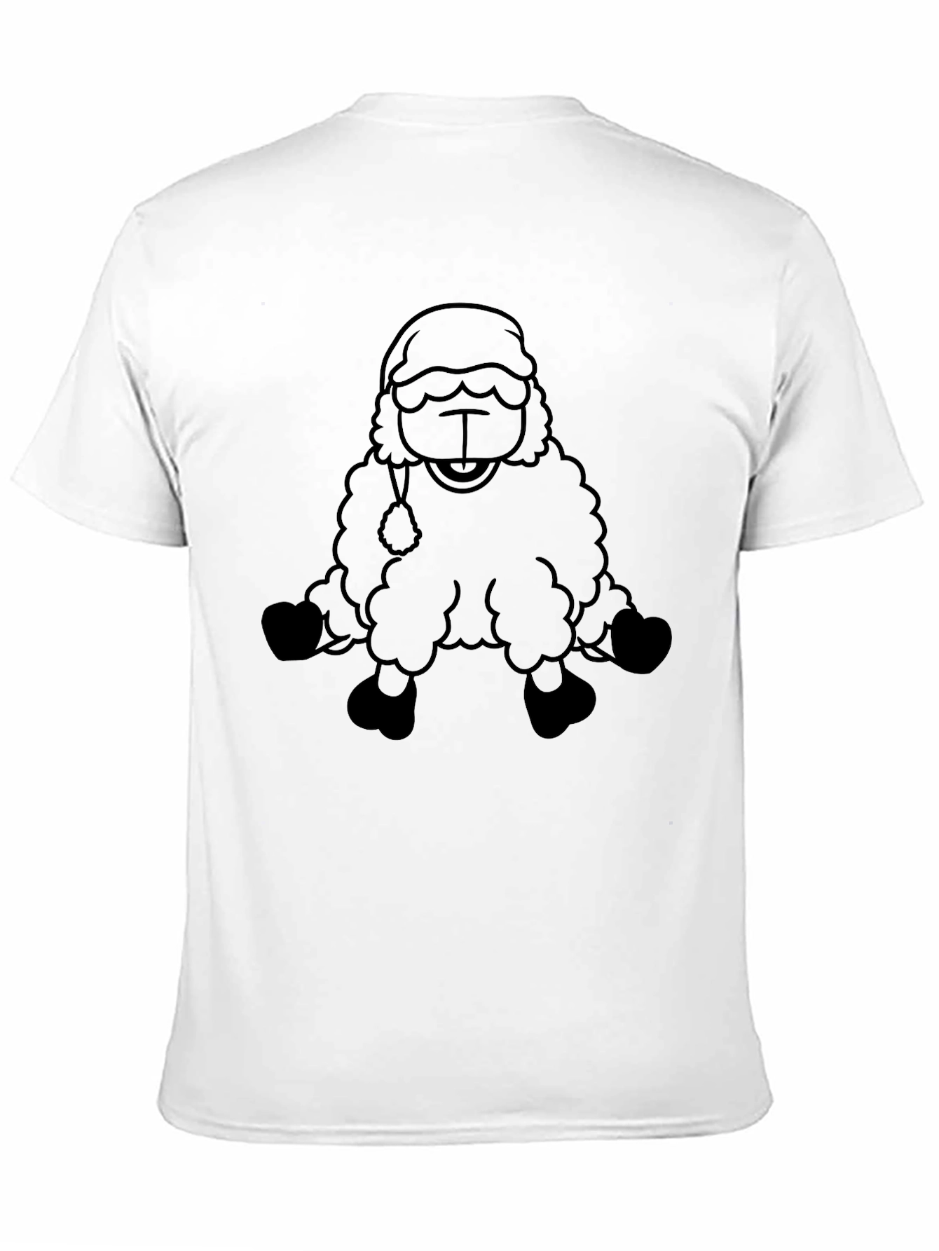 Cartoon Sheep Graphic Black T-Shirt