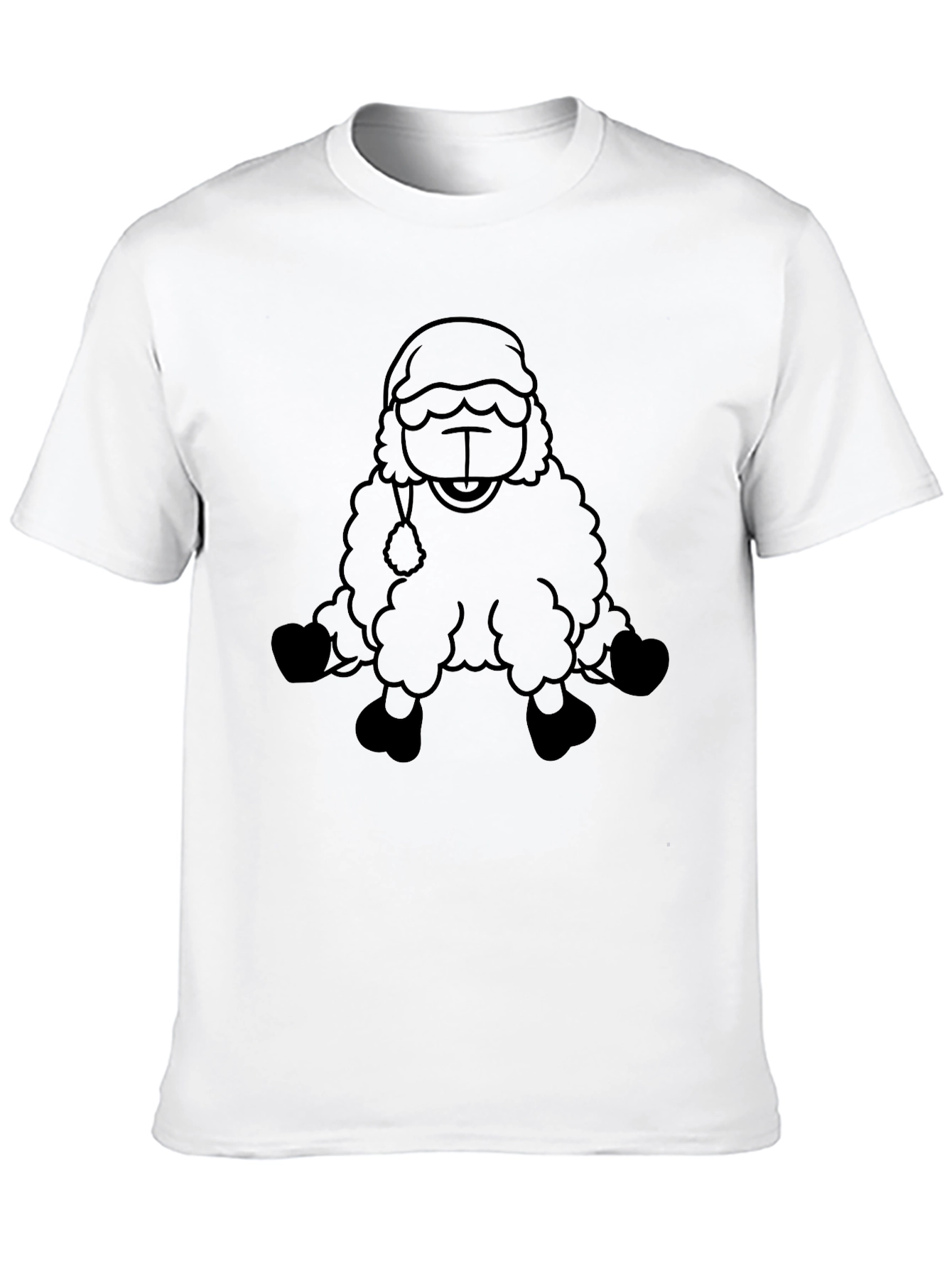 Cartoon Sheep Graphic Black T-Shirt