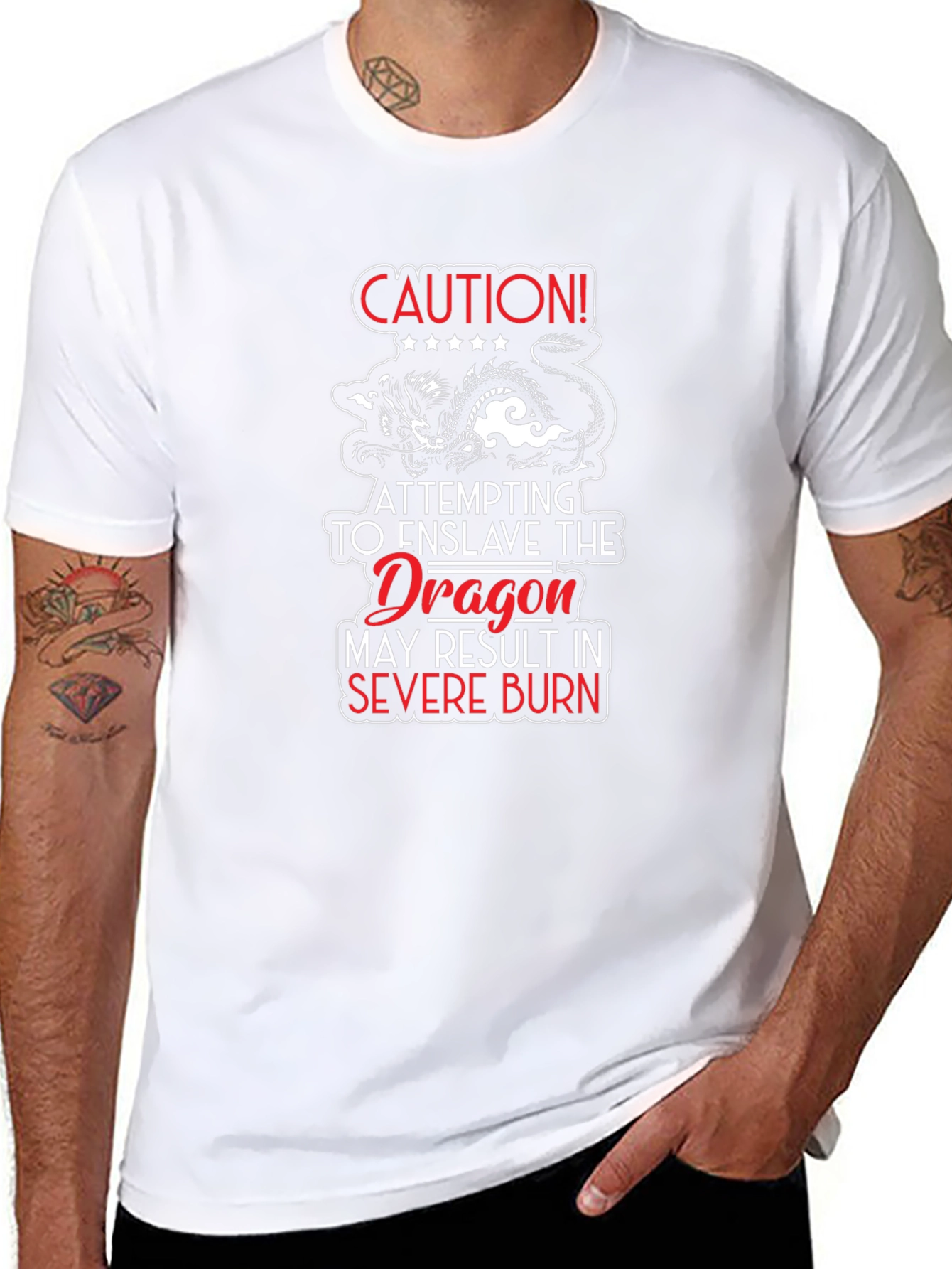 Caution Dragon Graphic T-Shirt