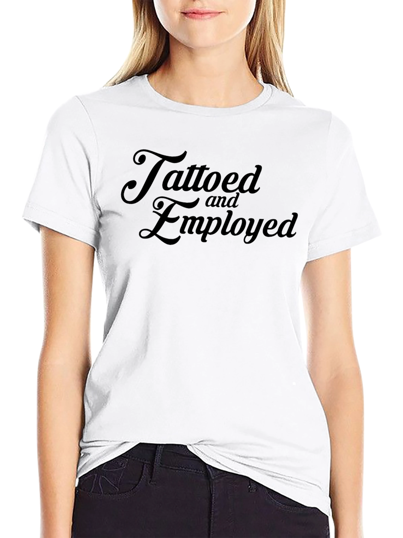 Tattooed and Employed Graphic Tee - Modern Black T-Shirt