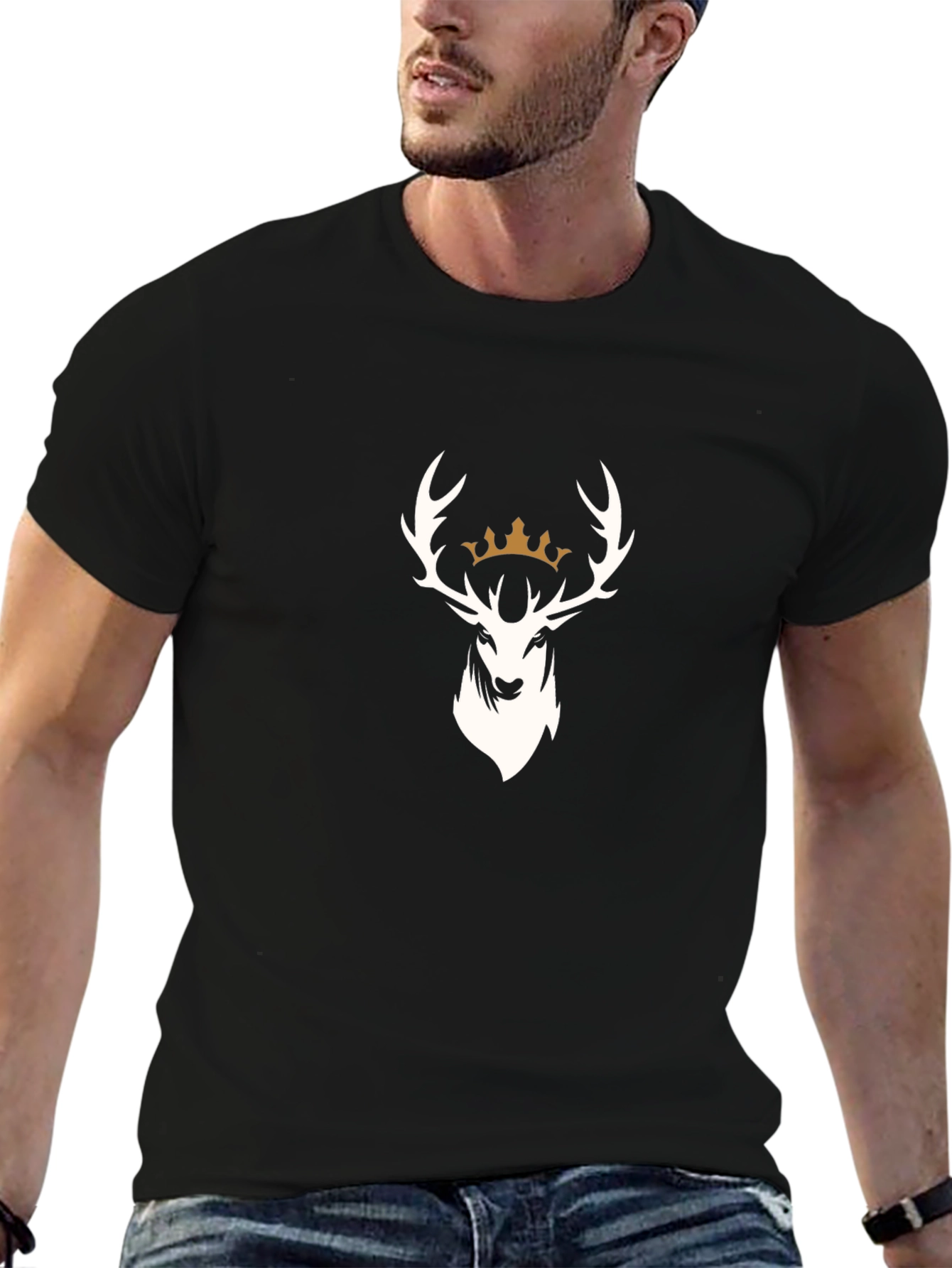 King Deer Graphic T-Shirt - Mens Black Tee