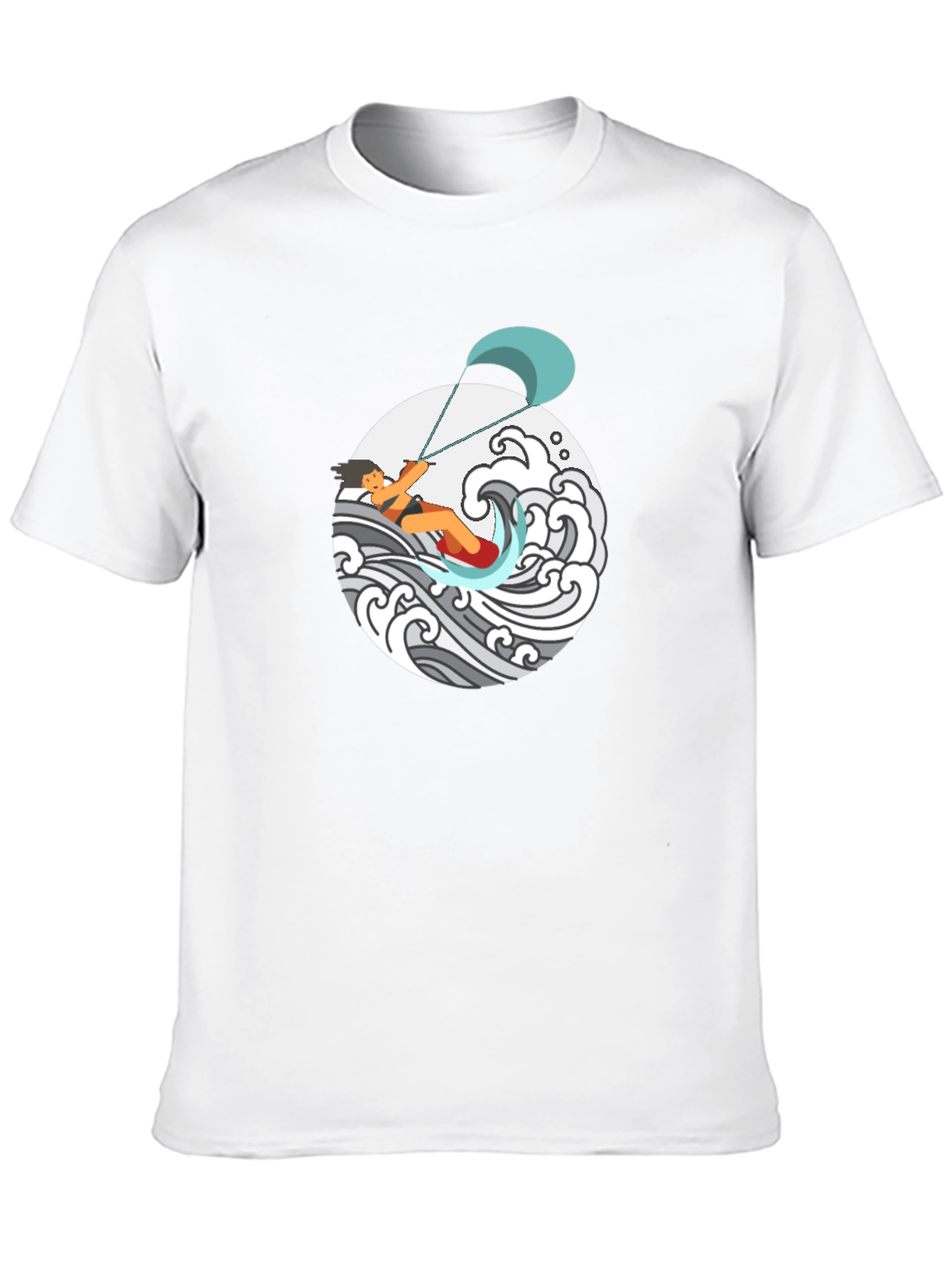 Kite Surfing Graphic Tee - Black Cotton T-Shirt