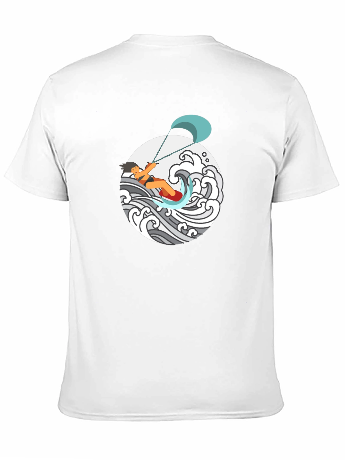 Kite Surfing Graphic Tee - Black Cotton T-Shirt