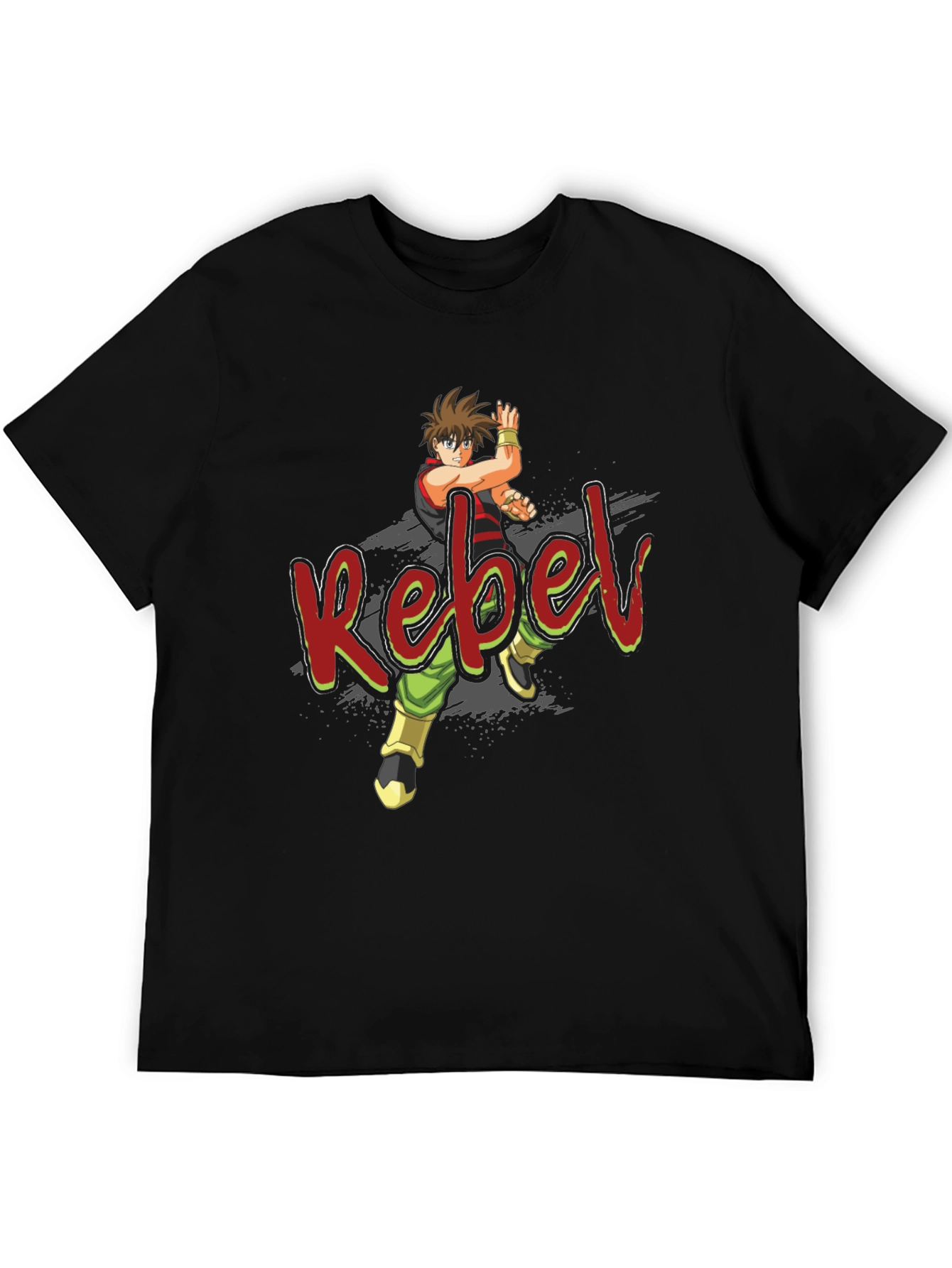 Rebel Anime Graphic Black T-Shirt