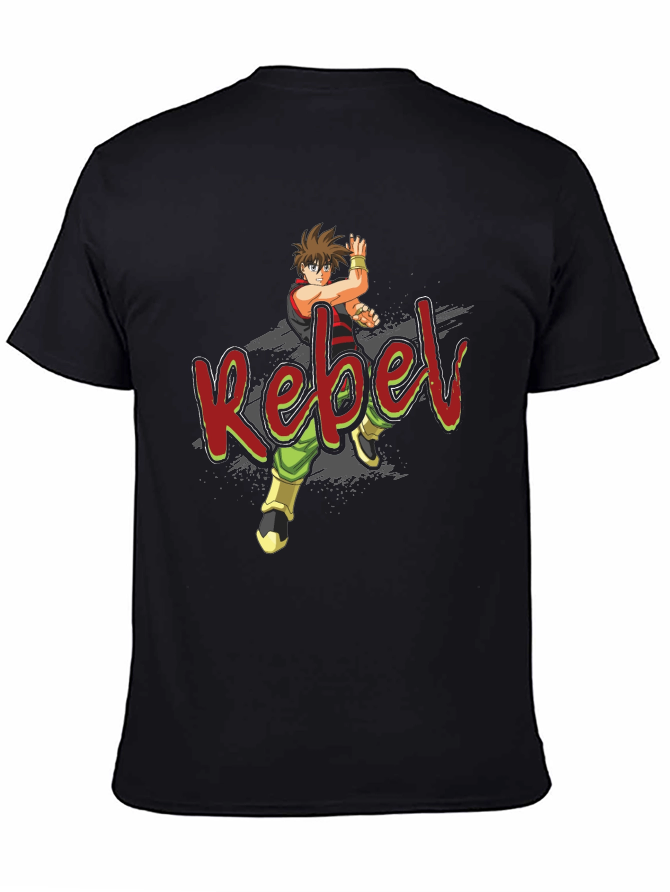 Rebel Anime Graphic Black T-Shirt