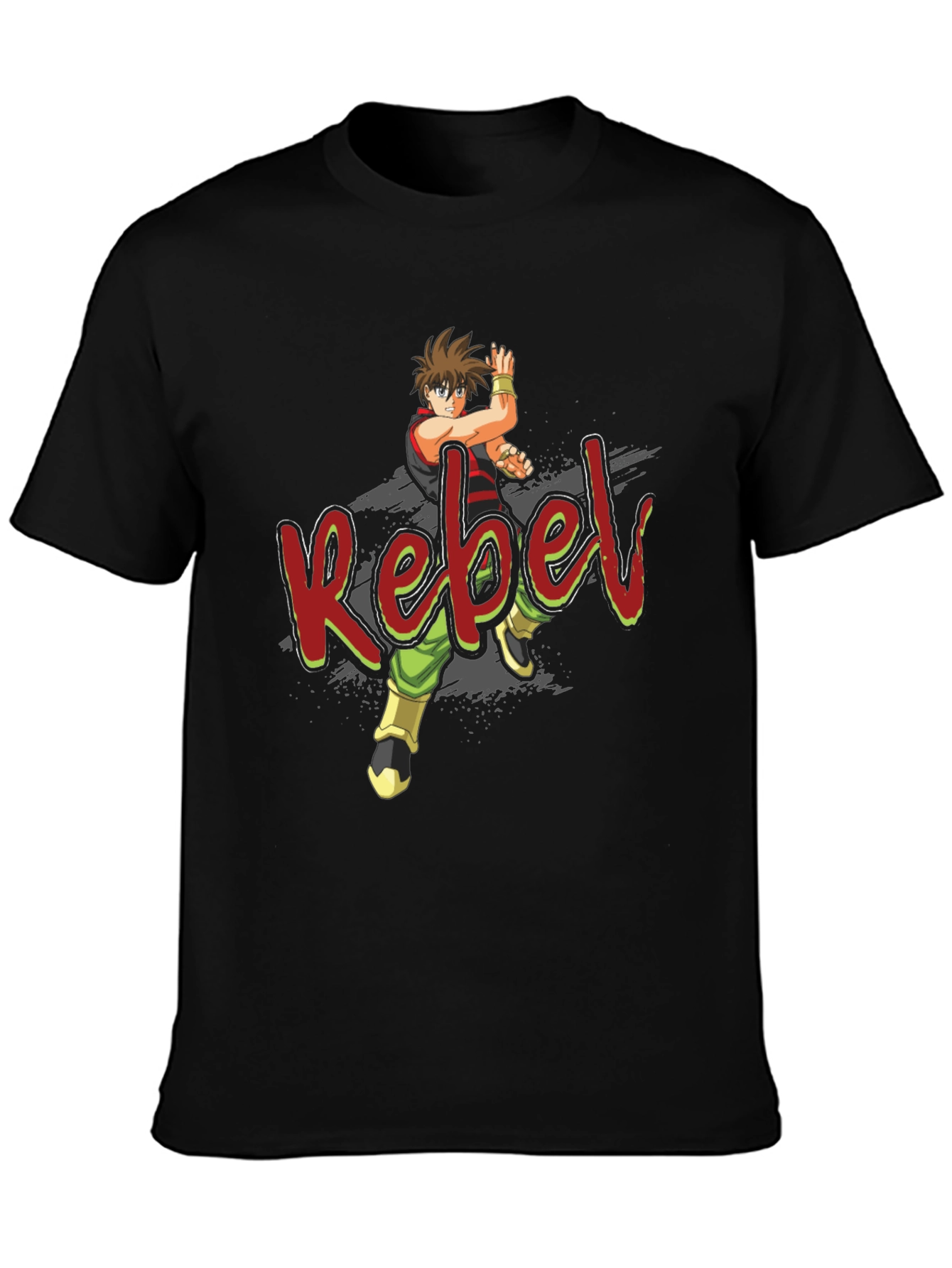 Rebel Anime Graphic Black T-Shirt