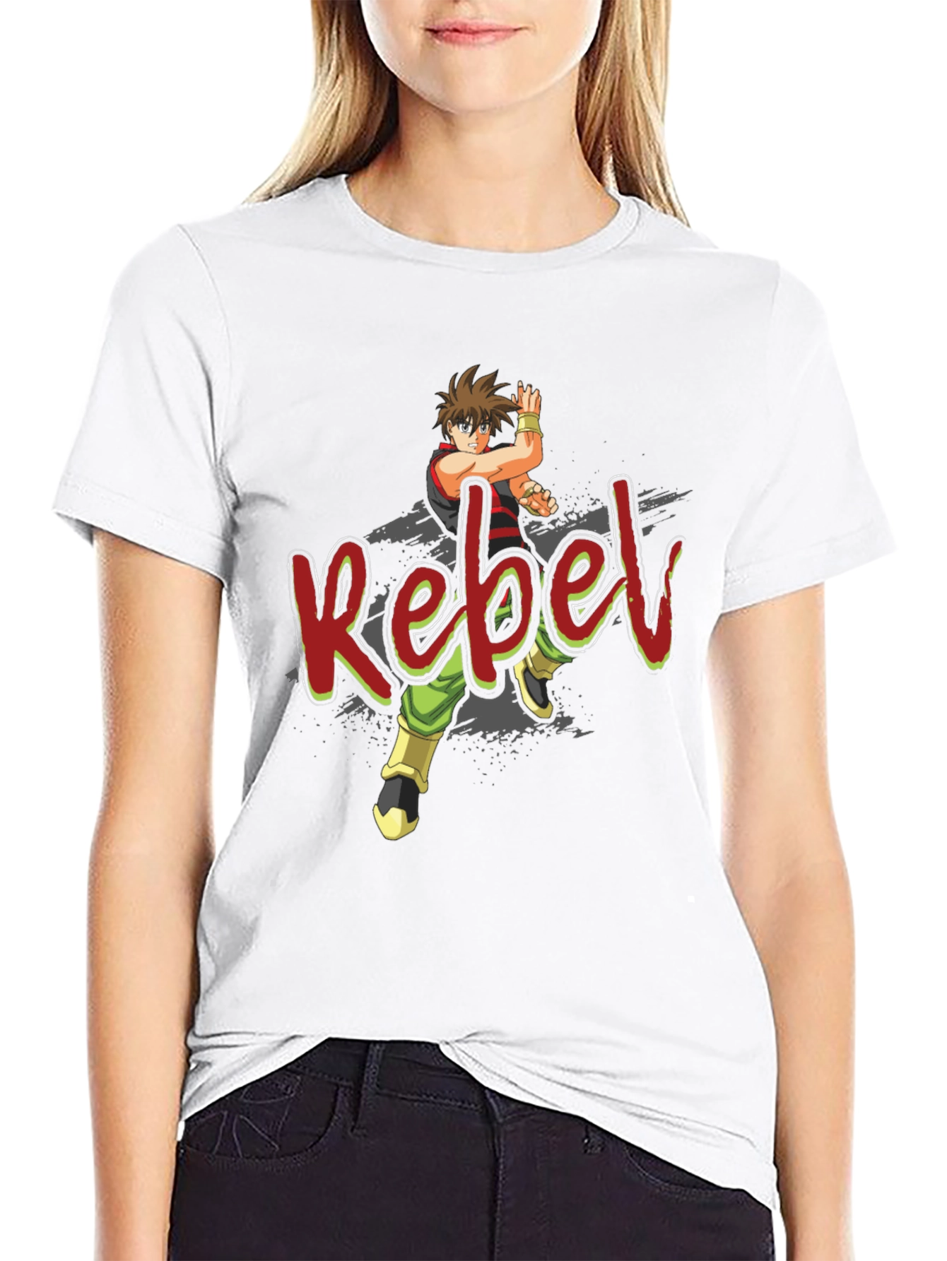 Rebel Anime Graphic Black T-Shirt