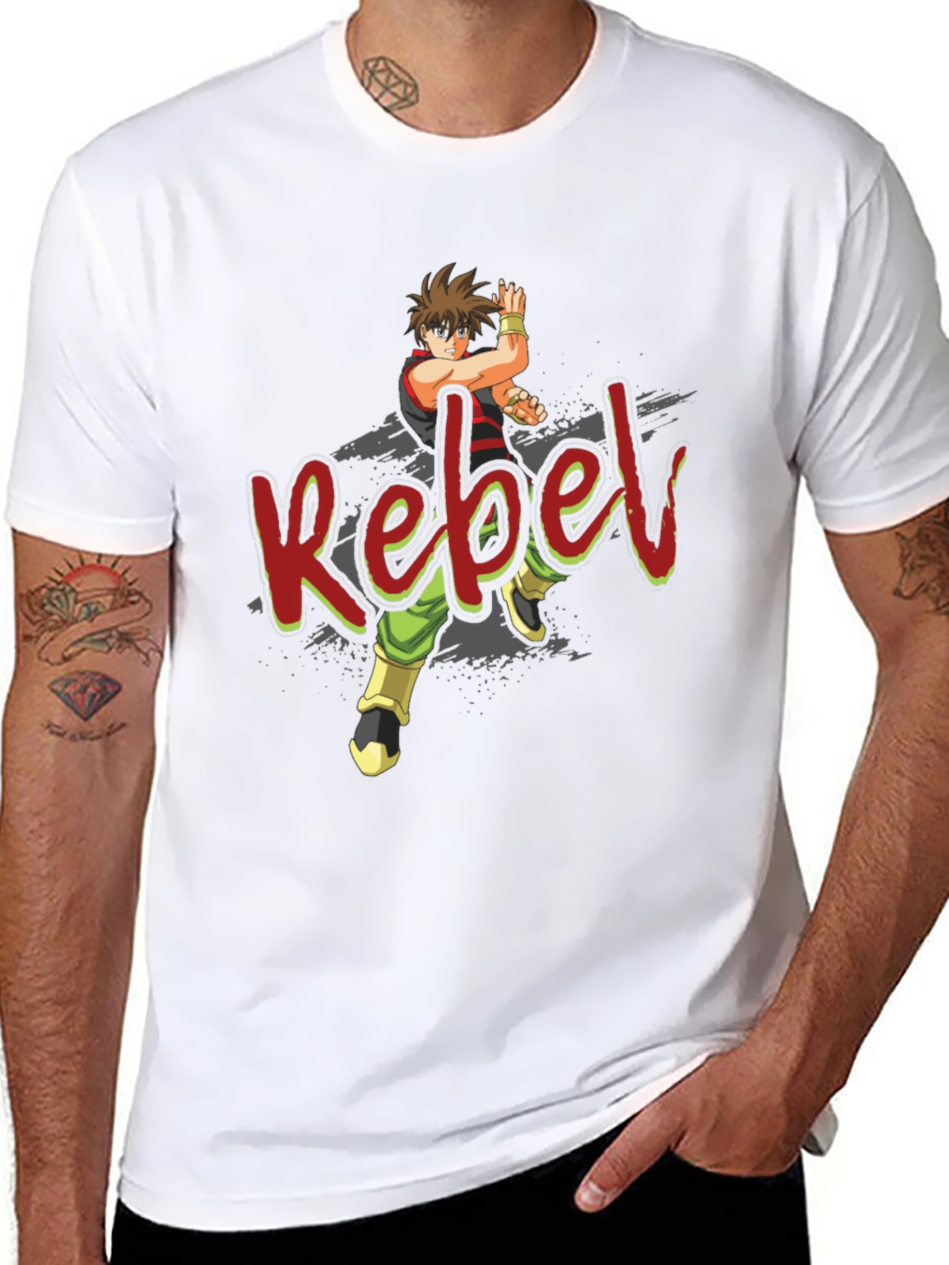 Rebel Anime Graphic Black T-Shirt