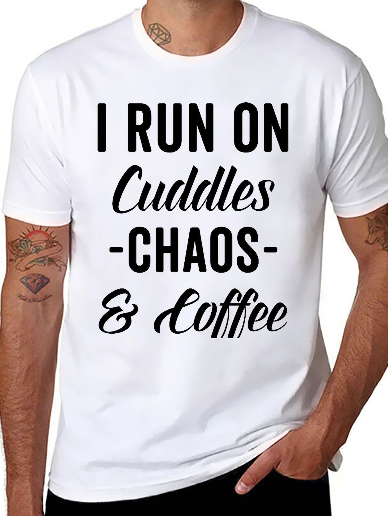 I Run On Cuddles Chaos & Coffee Graphic T-Shirt