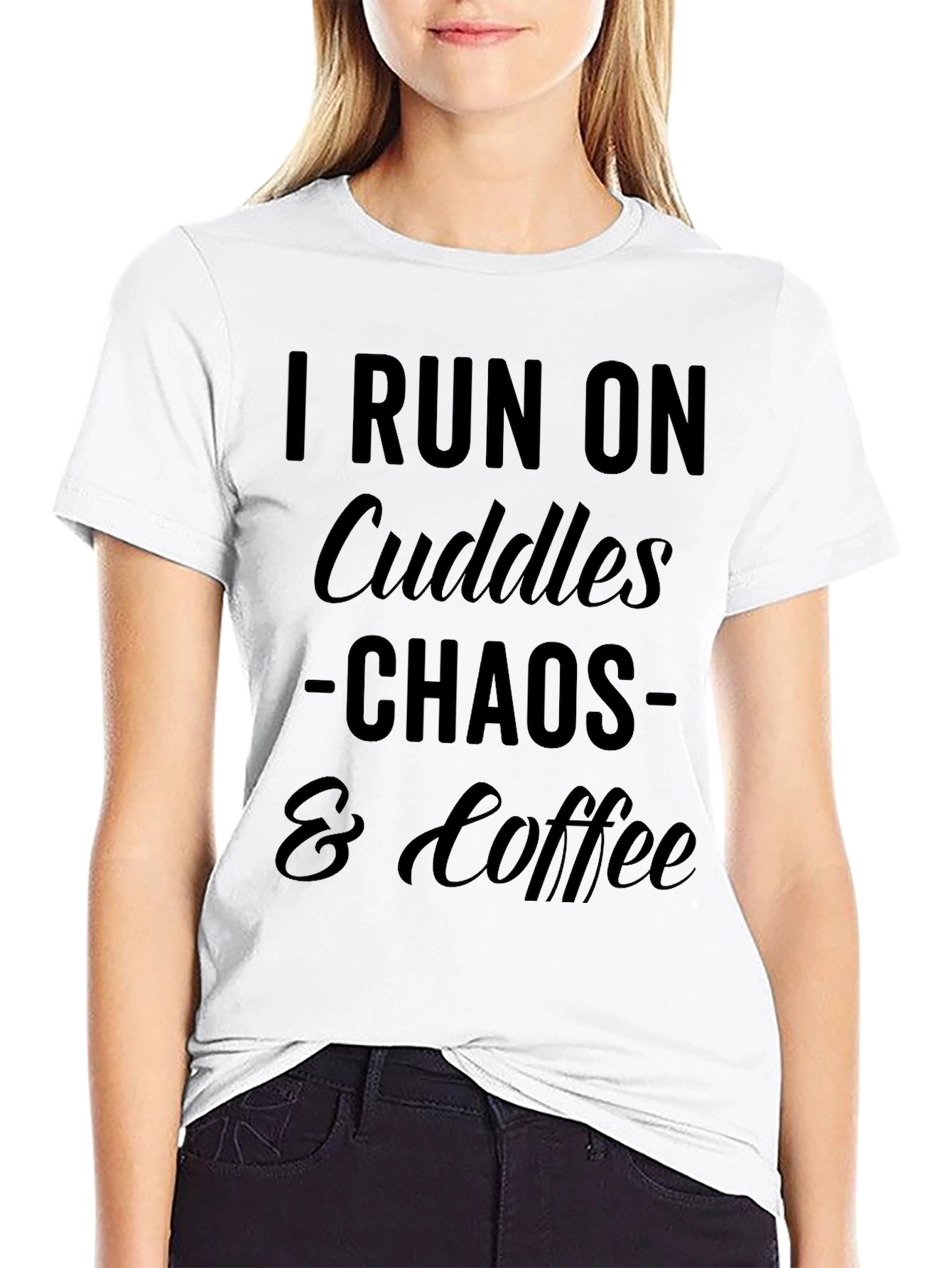 I Run On Cuddles Chaos & Coffee Graphic T-Shirt