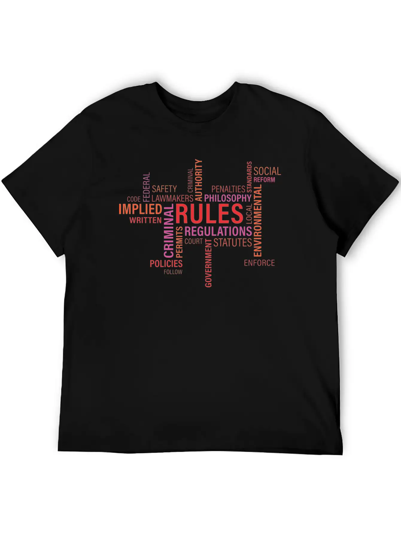 Rules Regulations Words Cloud Unisex Casual T-Shirt – Clean Design For Daily Comfort