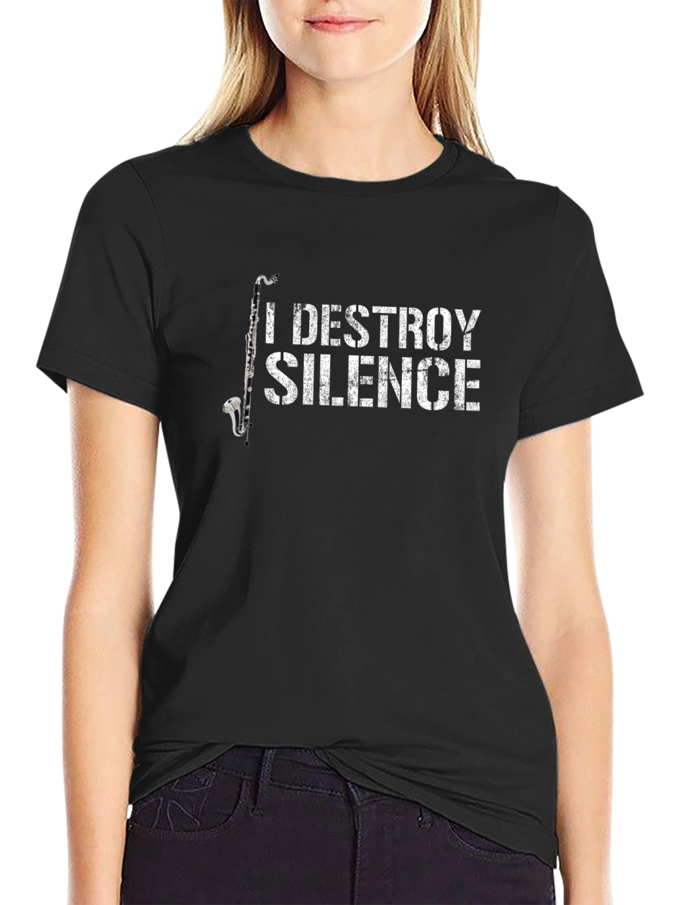 I Destroy Silence Bass Clarinet Black T-Shirt