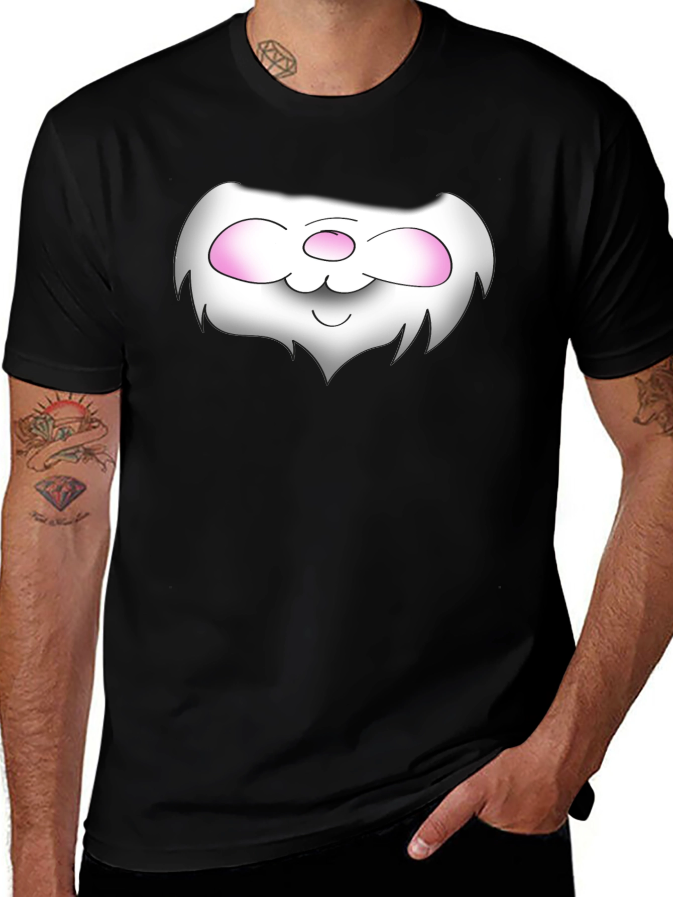 Cute Cartoon Face Black T-Shirt