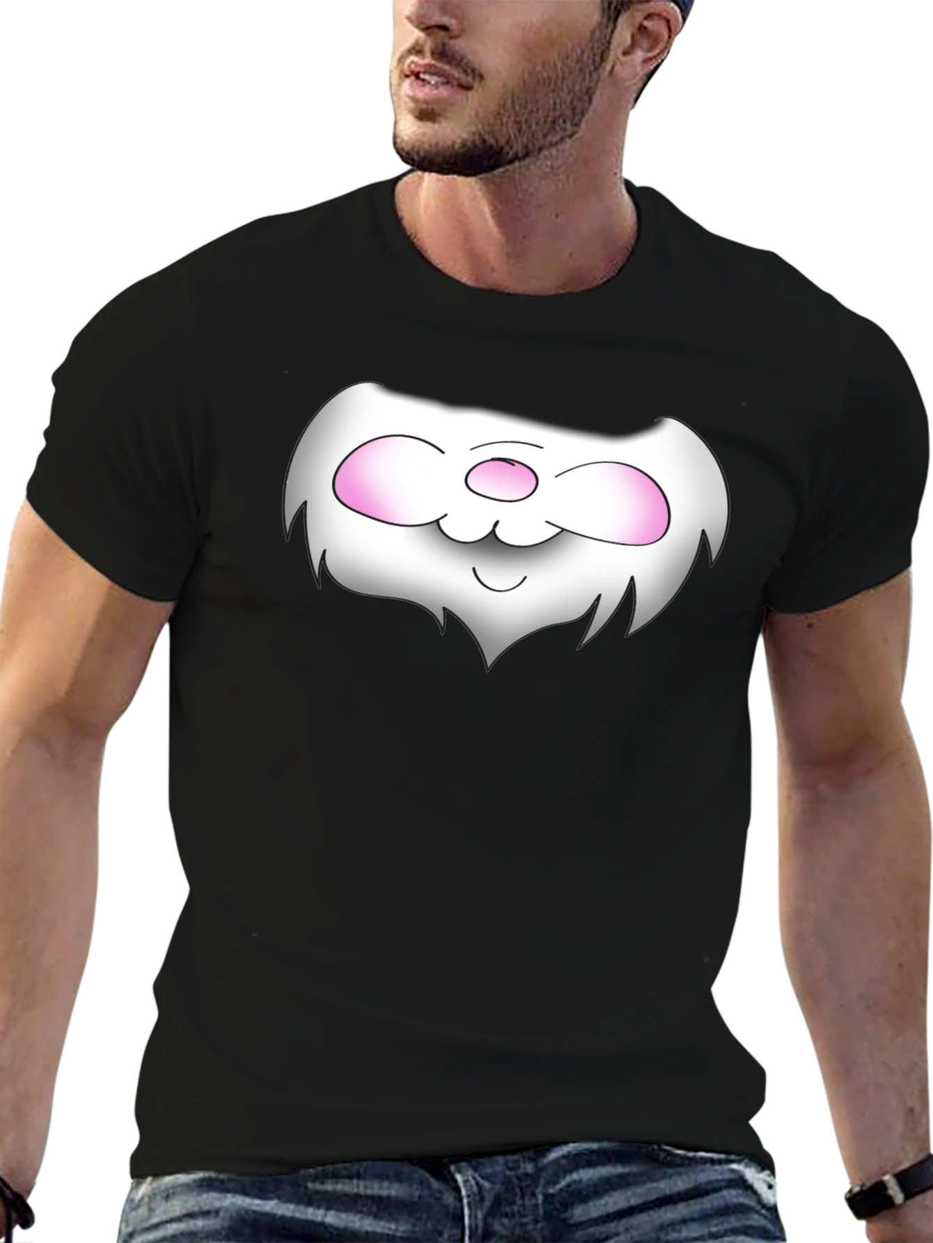 Cute Cartoon Face Black T-Shirt