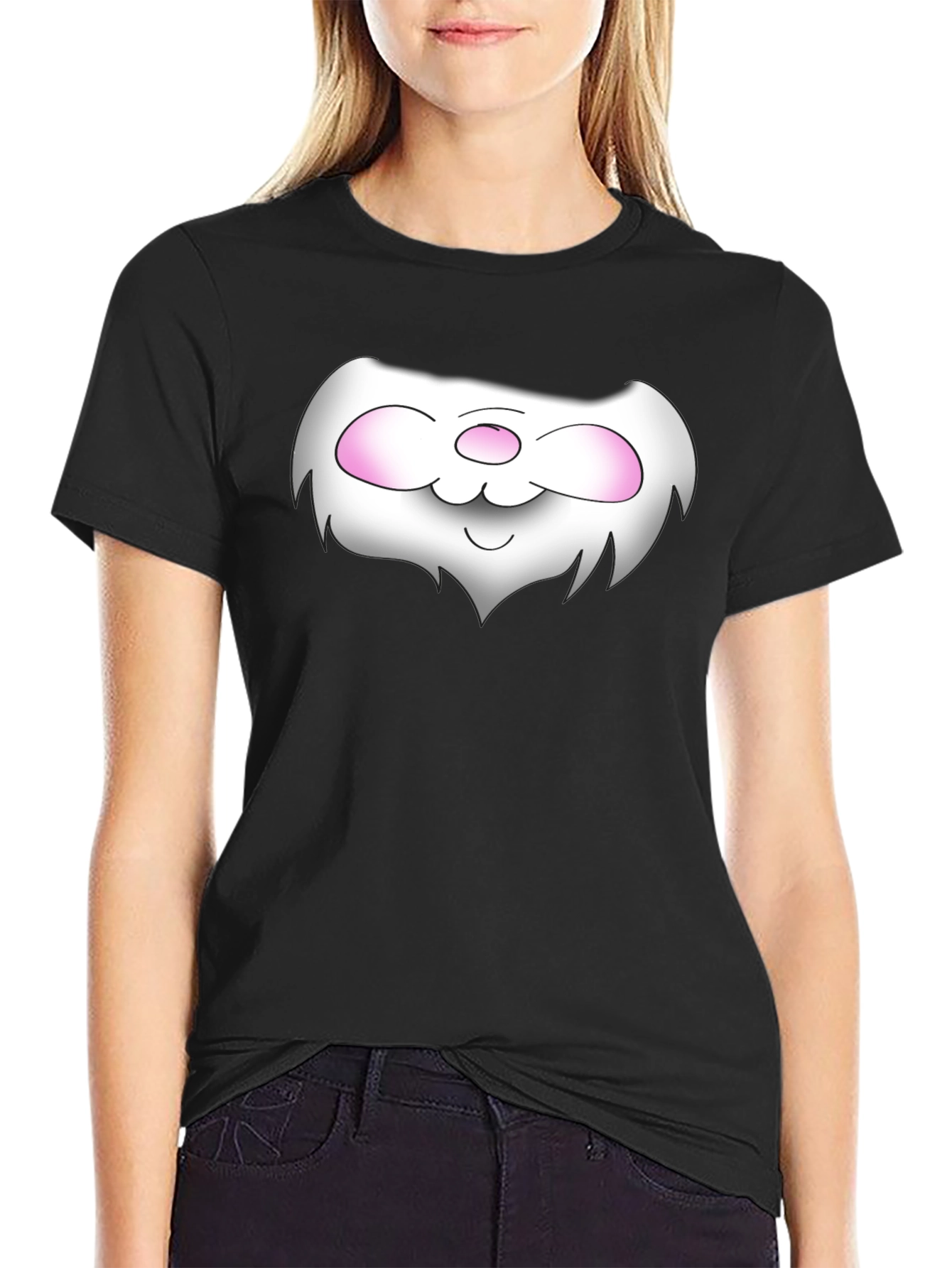Cute Cartoon Face Black T-Shirt