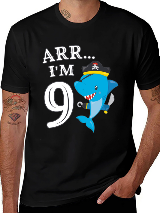 ARR Im 9! Pirate Shark Birthday Shirt