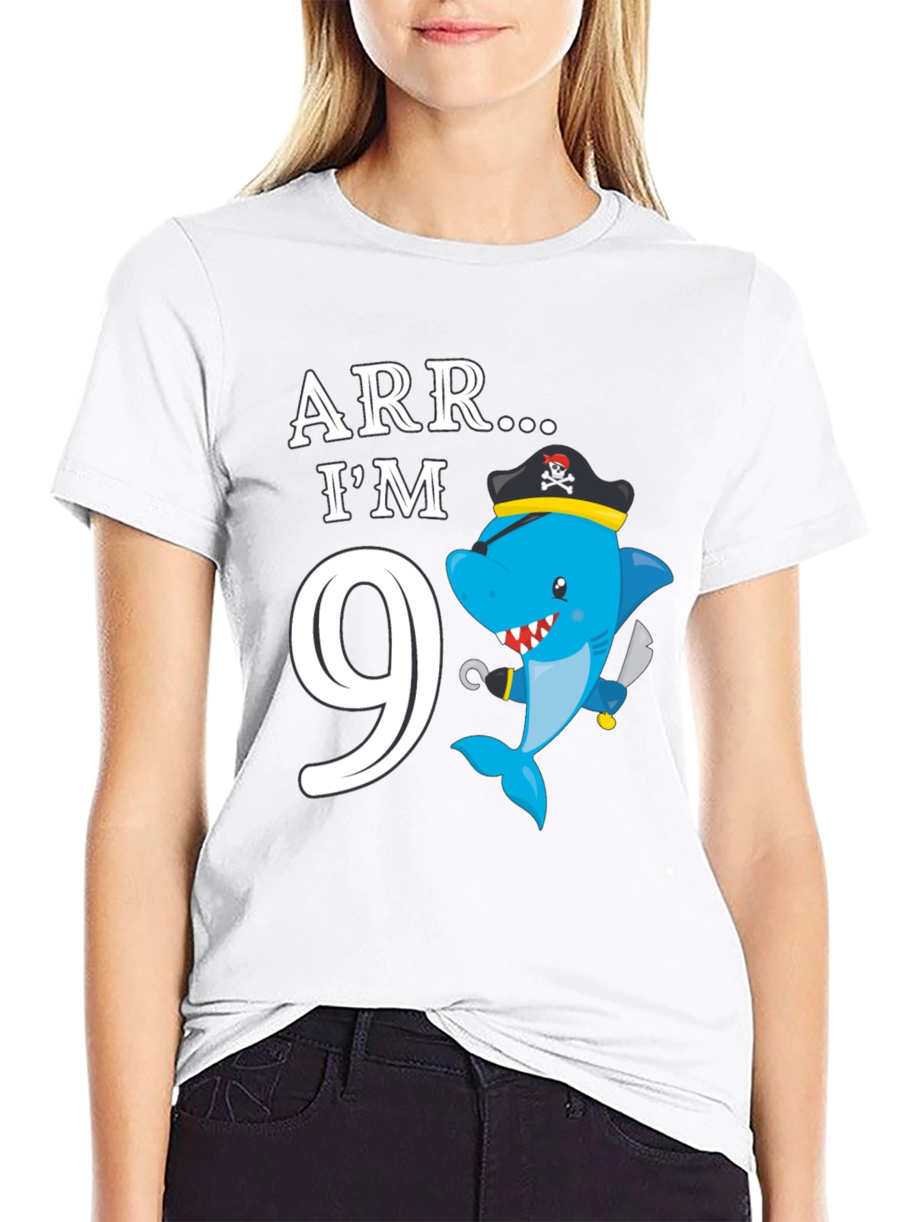 ARR Im 9! Pirate Shark Birthday Shirt