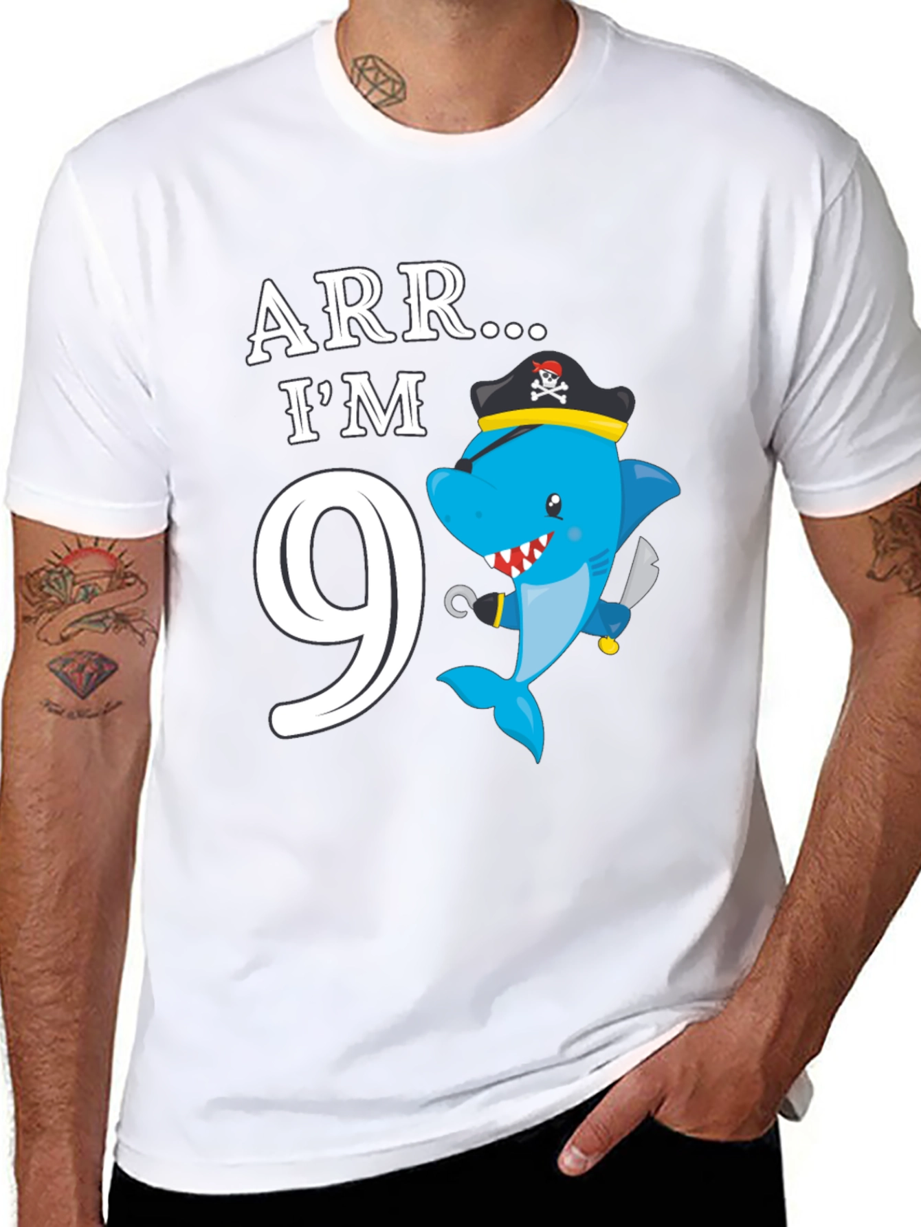 ARR Im 9! Pirate Shark Birthday Shirt