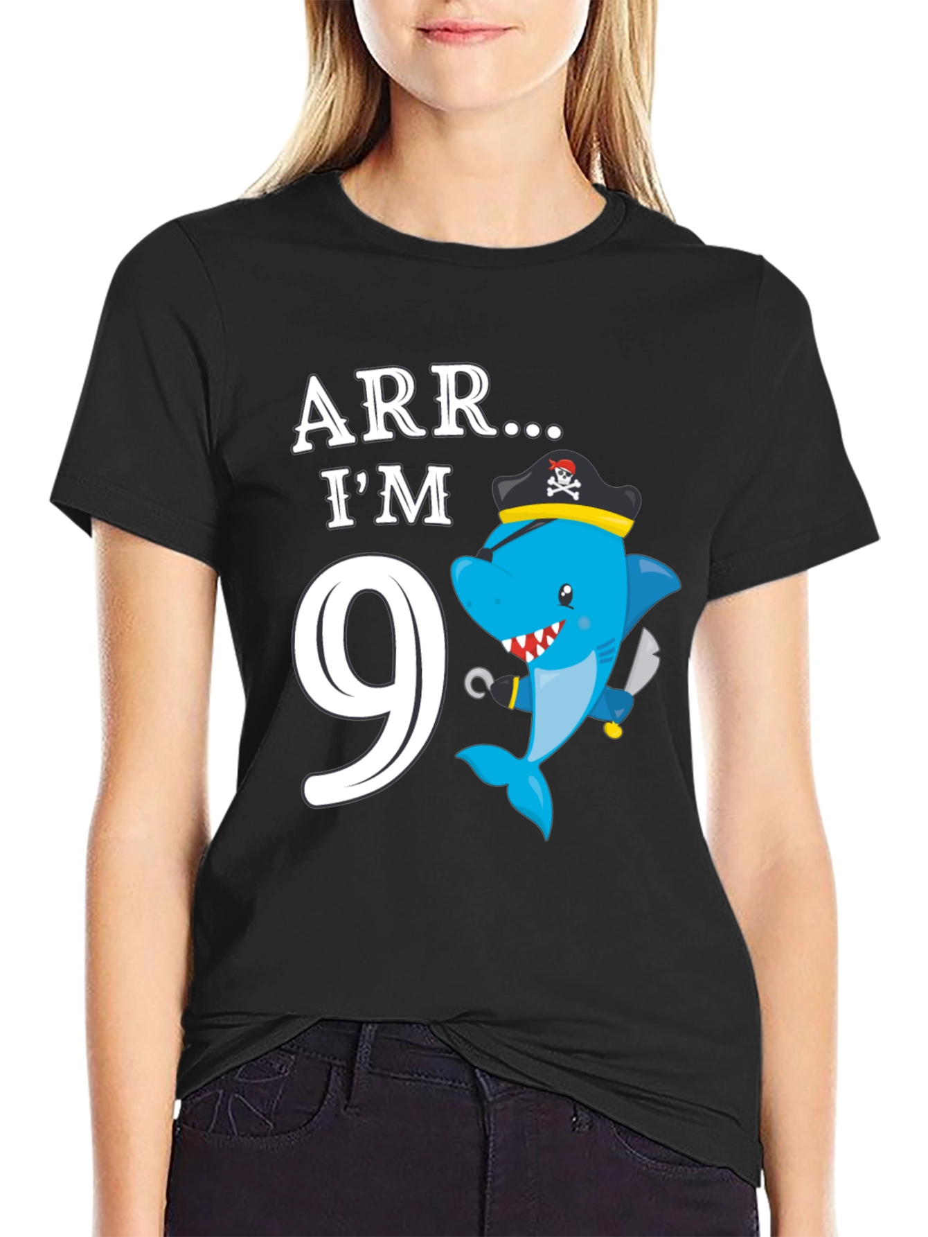 ARR Im 9! Pirate Shark Birthday Shirt