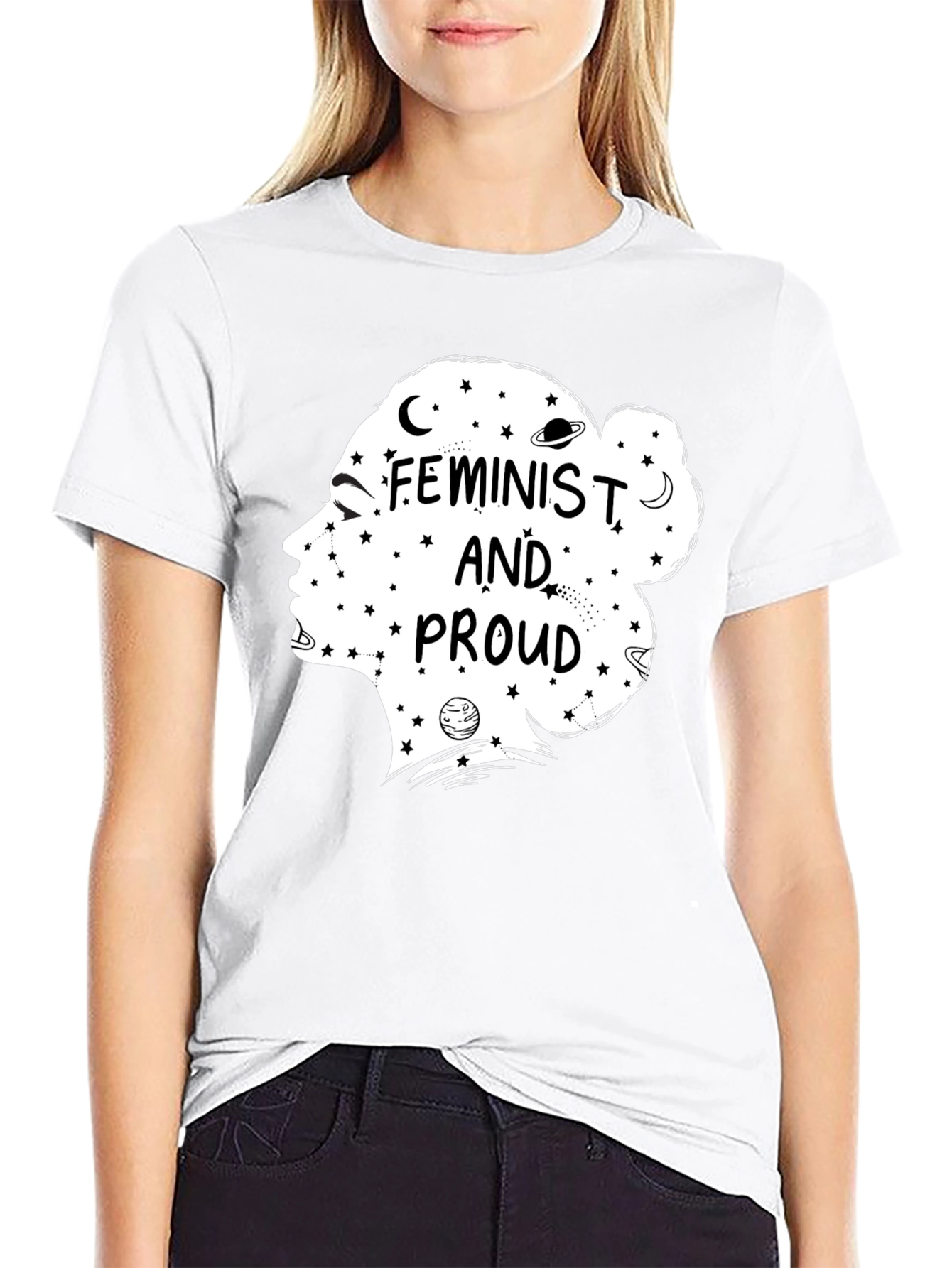 Feminist and Proud Graphic Tee - Black Cotton