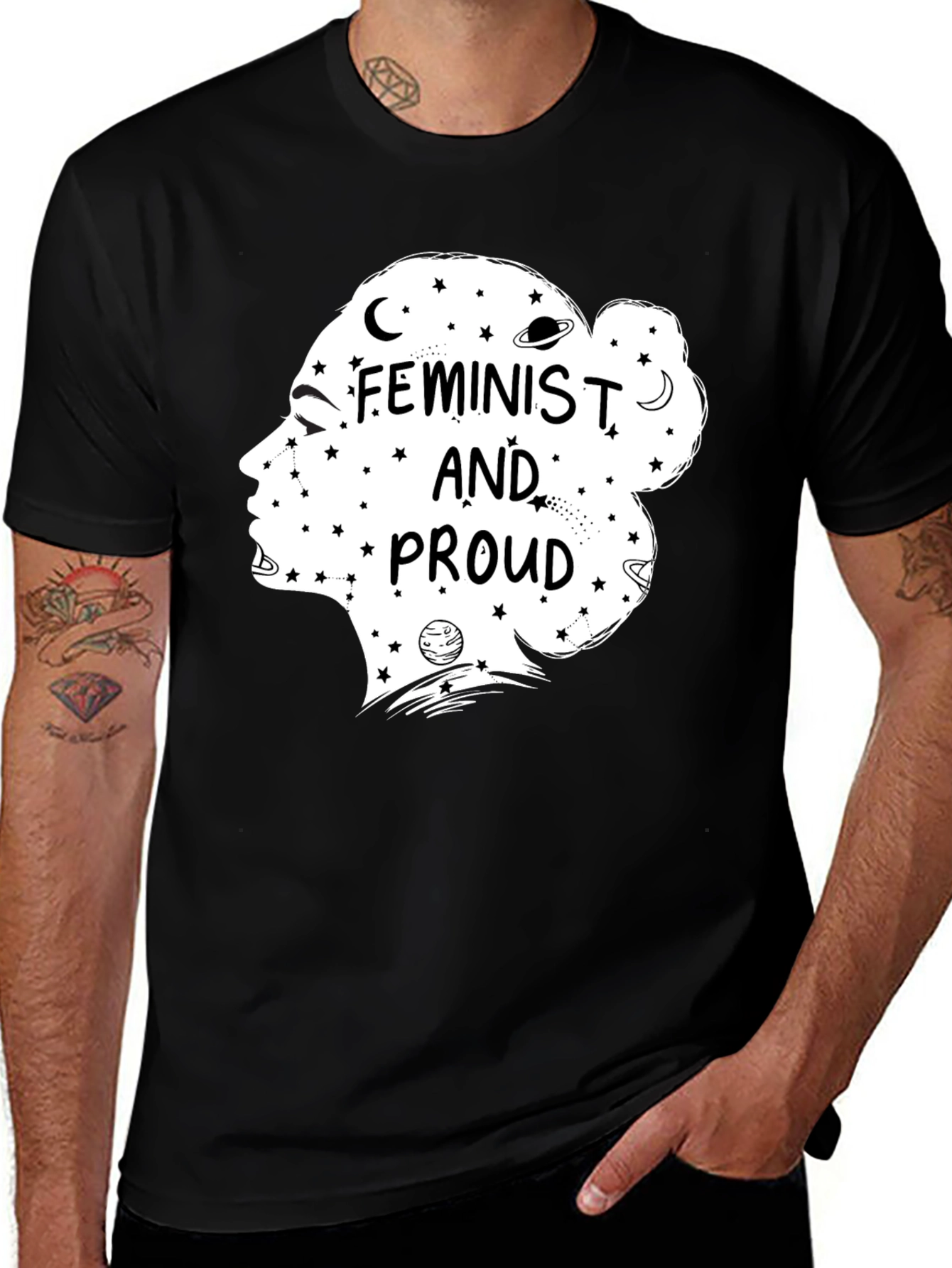 Feminist and Proud Graphic Tee - Black Cotton