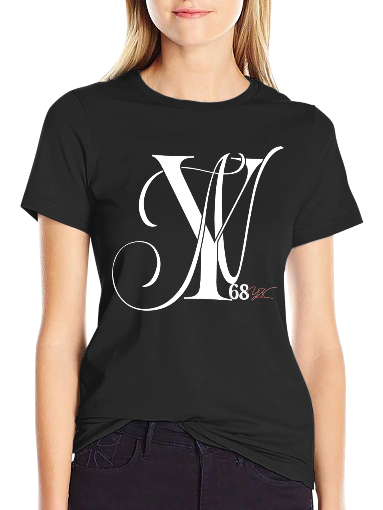 Stylish Black T-Shirt with White Letter Graphic