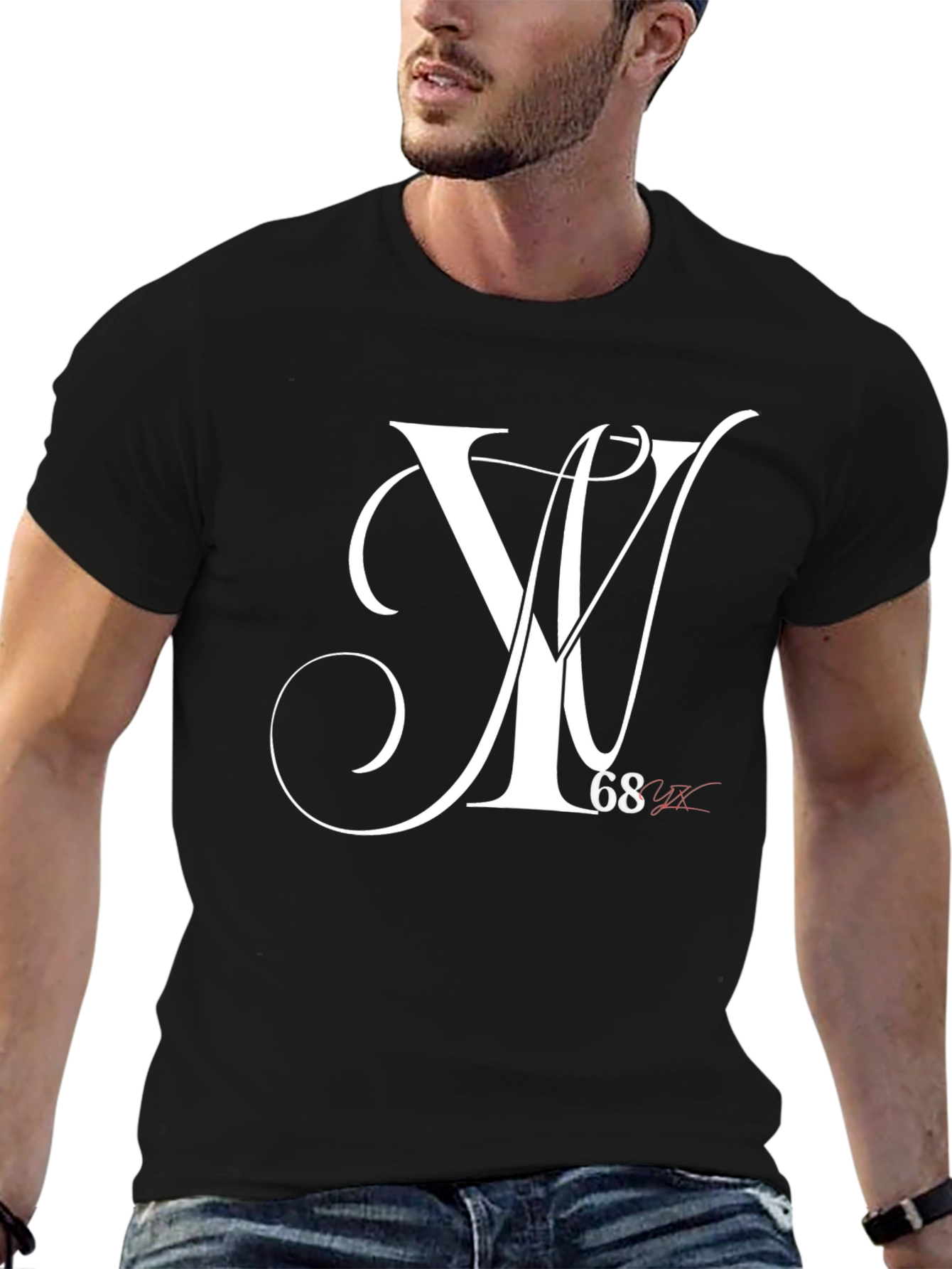 Stylish Black T-Shirt with White Letter Graphic