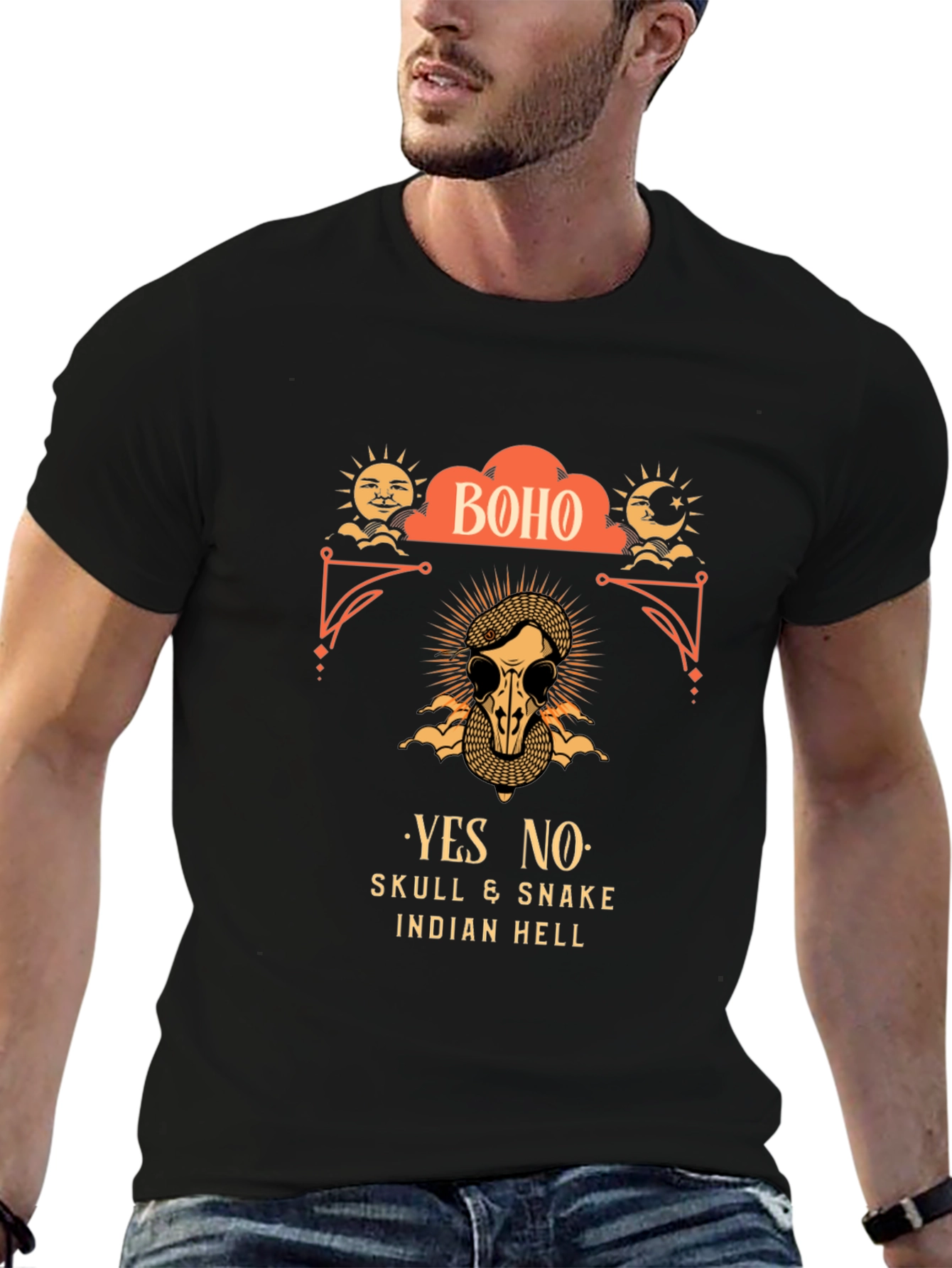 Boho Skull & Snake Graphic T-Shirt
