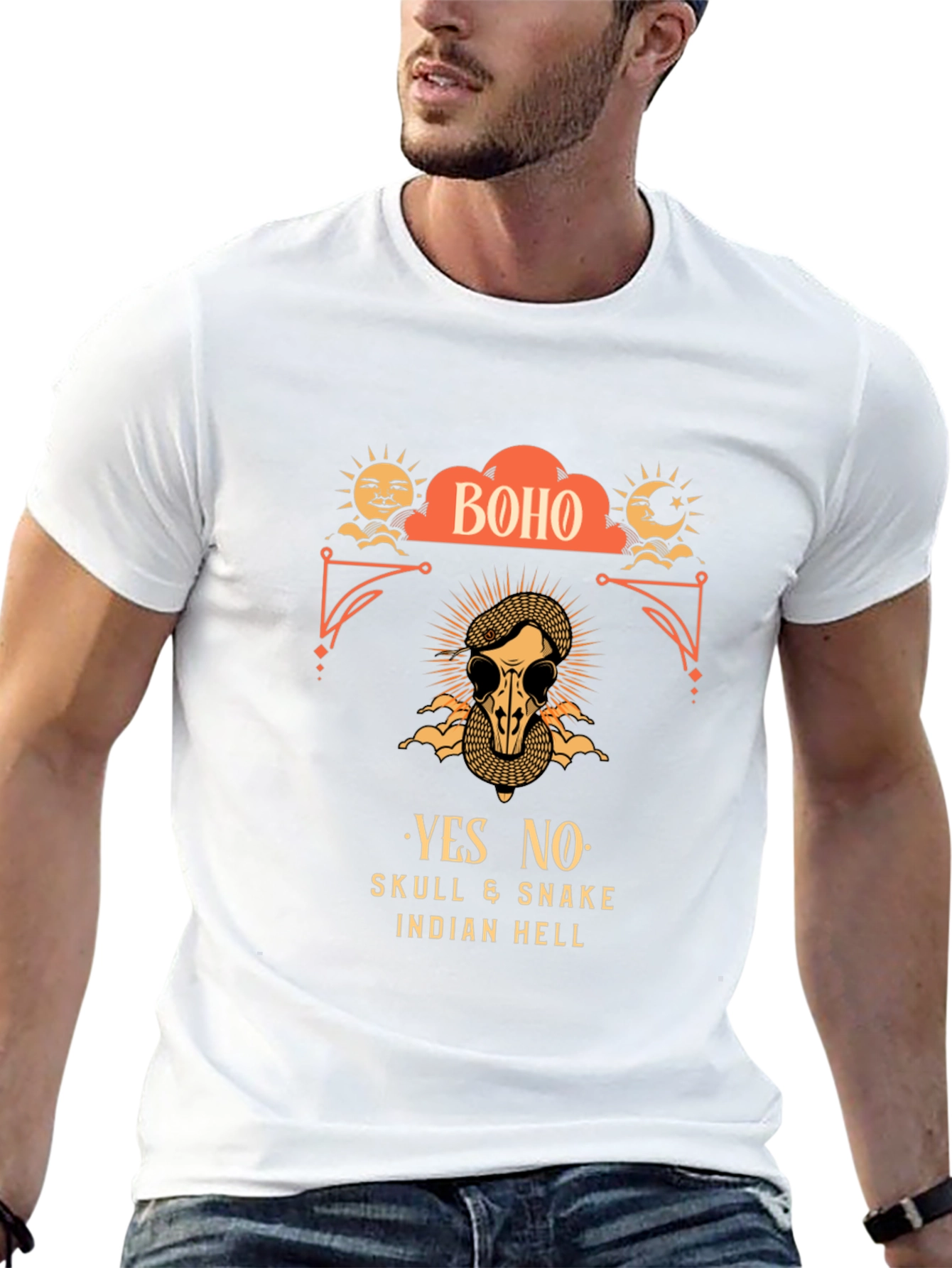 Boho Skull & Snake Graphic T-Shirt