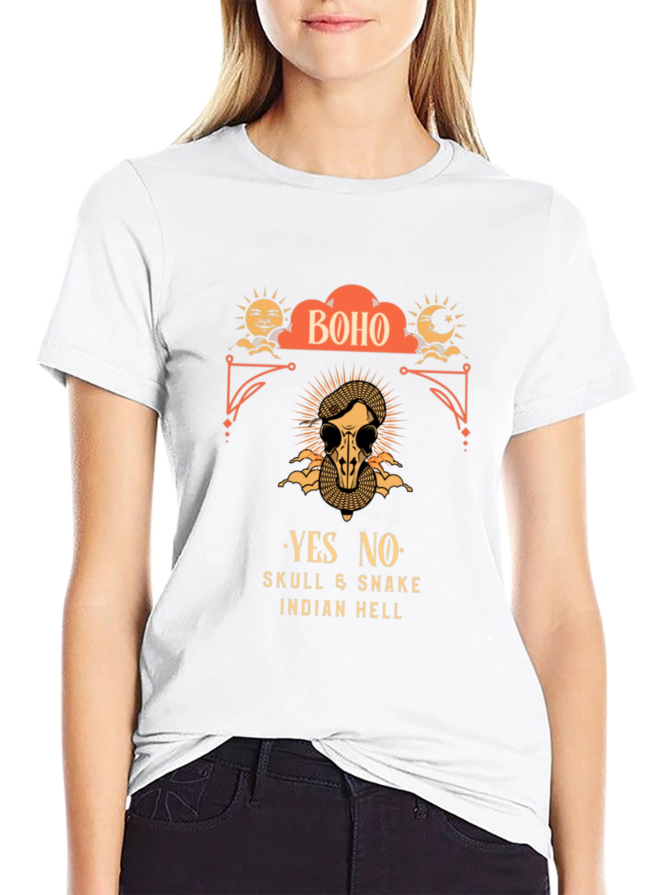 Boho Skull & Snake Graphic T-Shirt