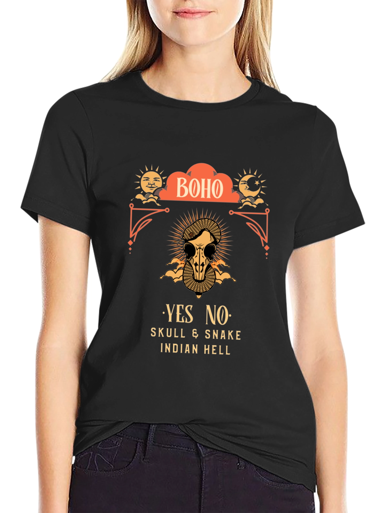 Boho Skull & Snake Graphic T-Shirt
