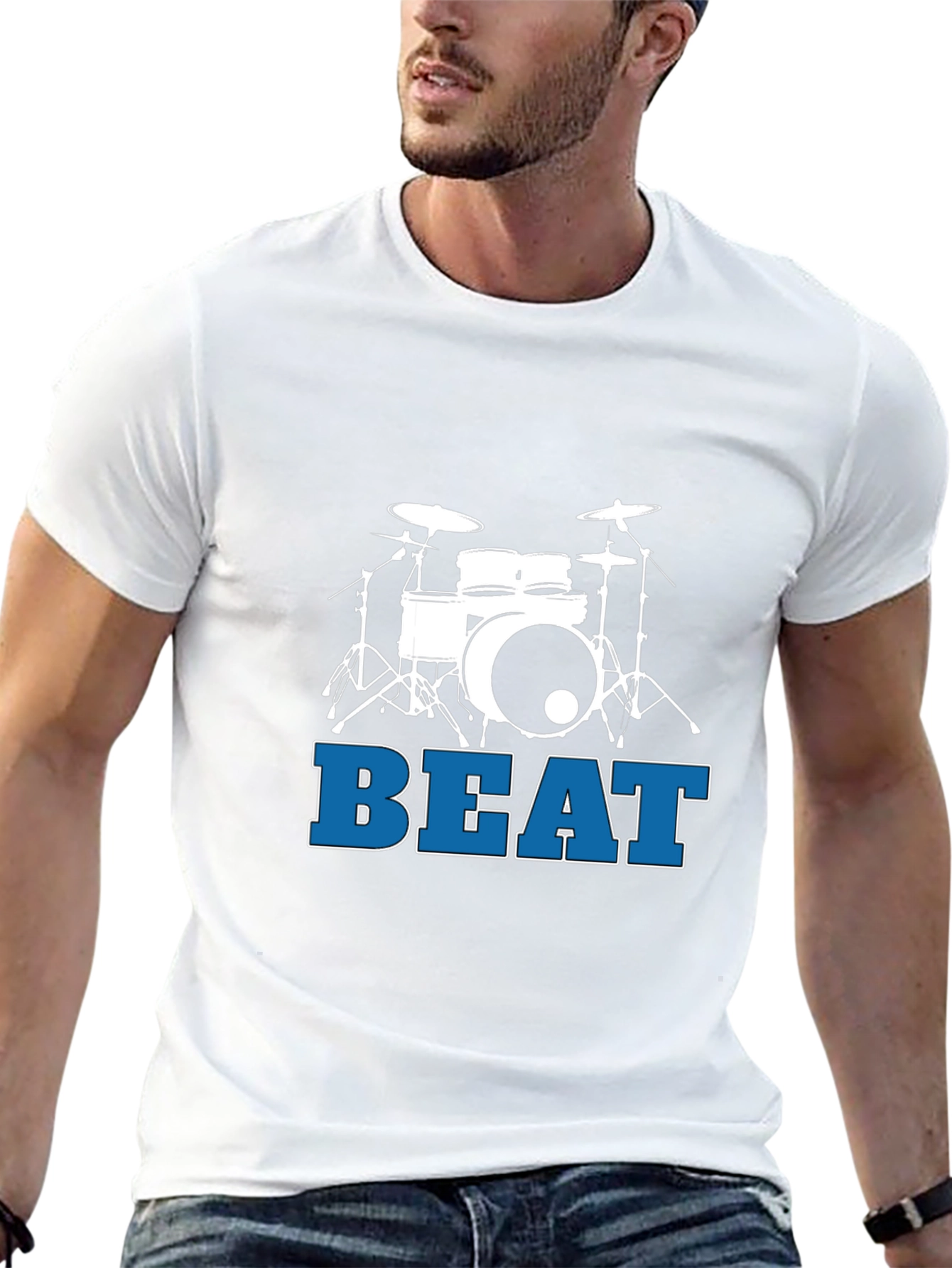 Drum Set Beat Graphic T-Shirt - Black