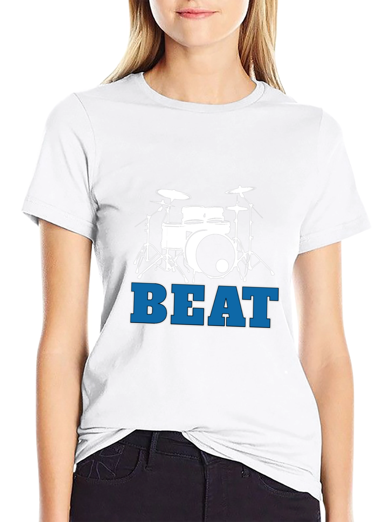 Drum Set Beat Graphic T-Shirt - Black