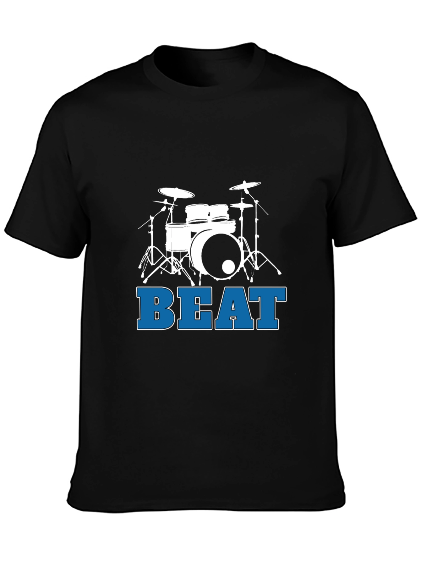 Drum Set Beat Graphic T-Shirt - Black
