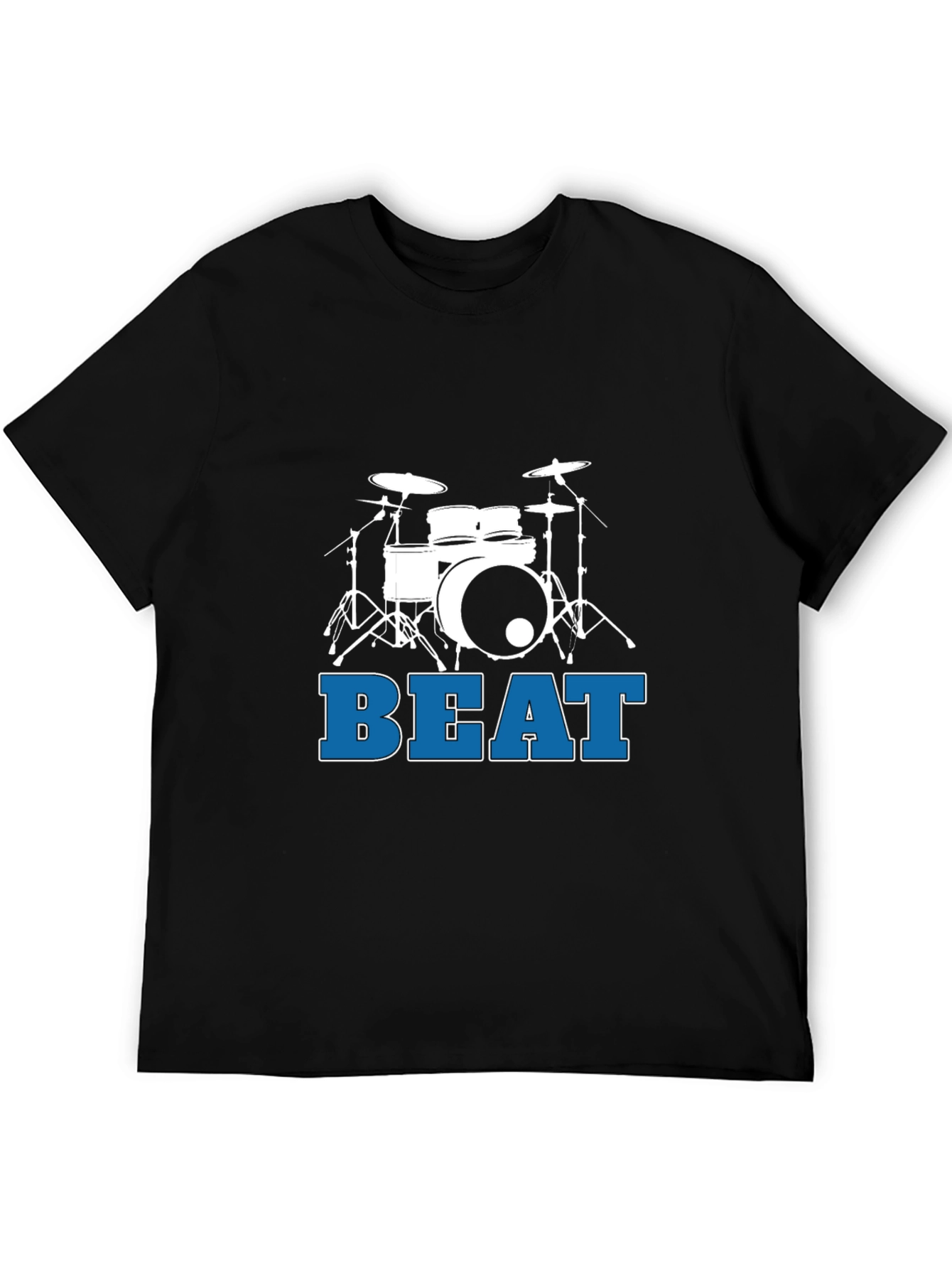 Drum Set Beat Graphic T-Shirt - Black