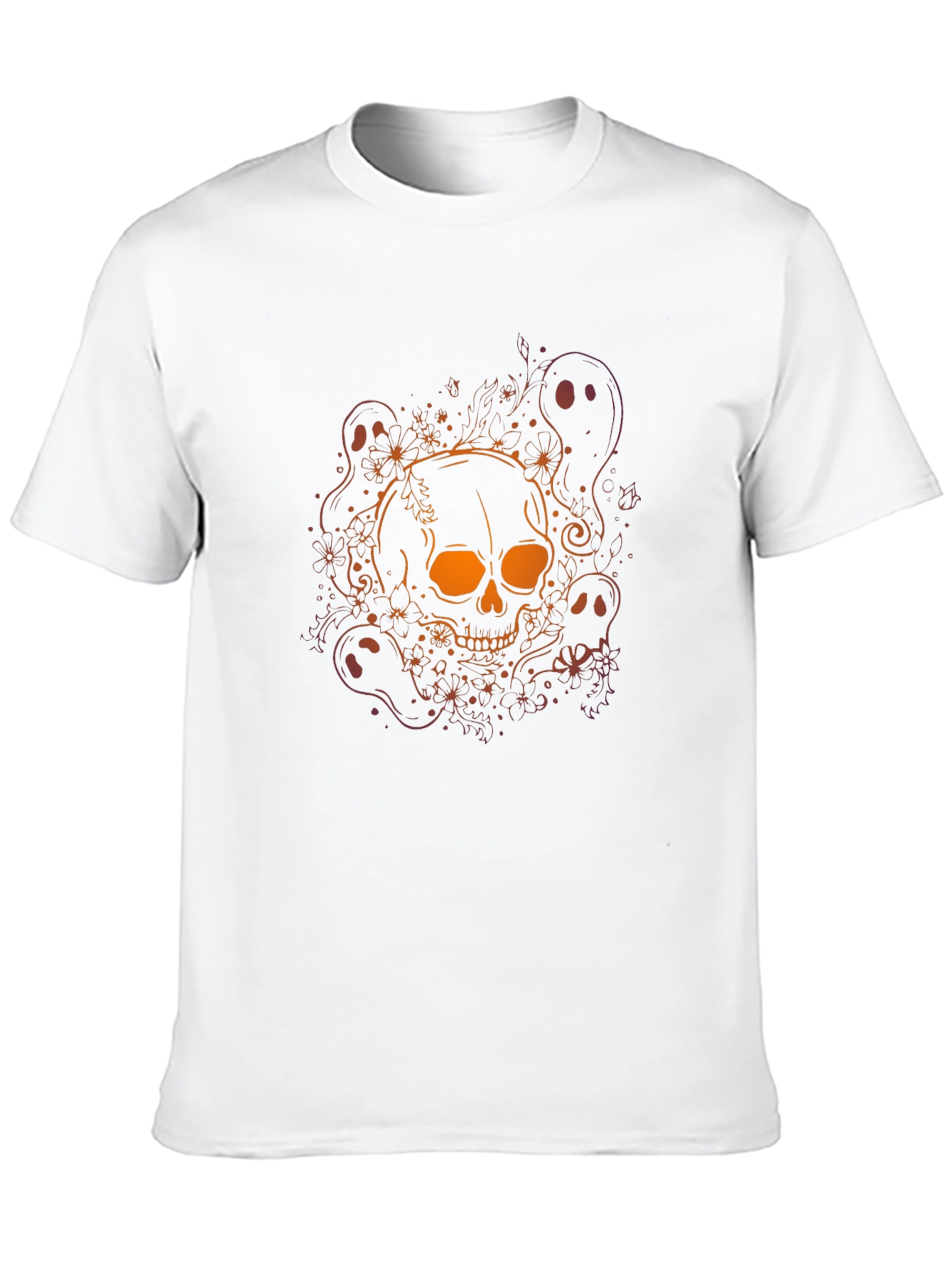 Skull & Ghost Graphic Tee - Halloween Black T-Shirt