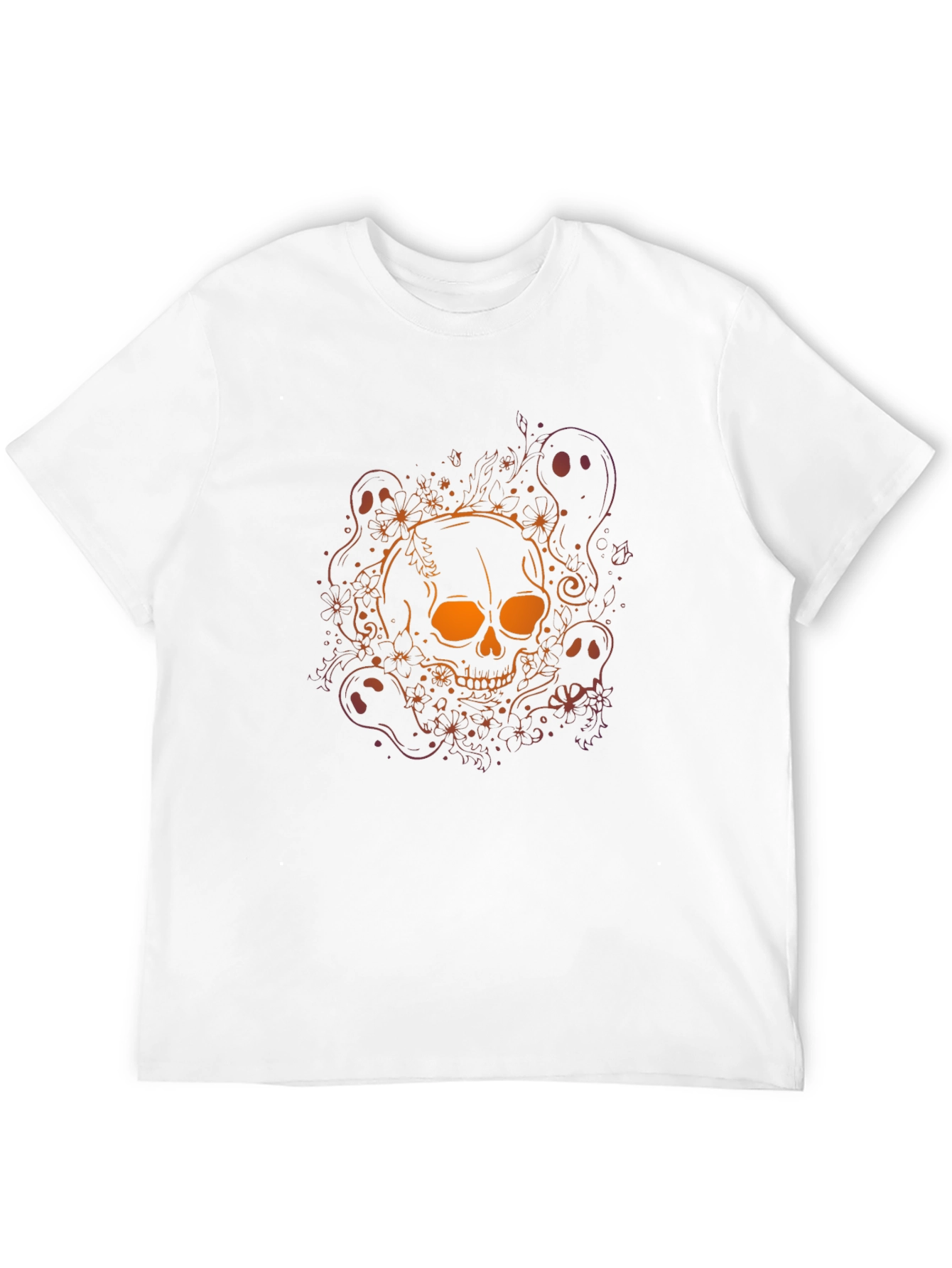 Skull & Ghost Graphic Tee - Halloween Black T-Shirt