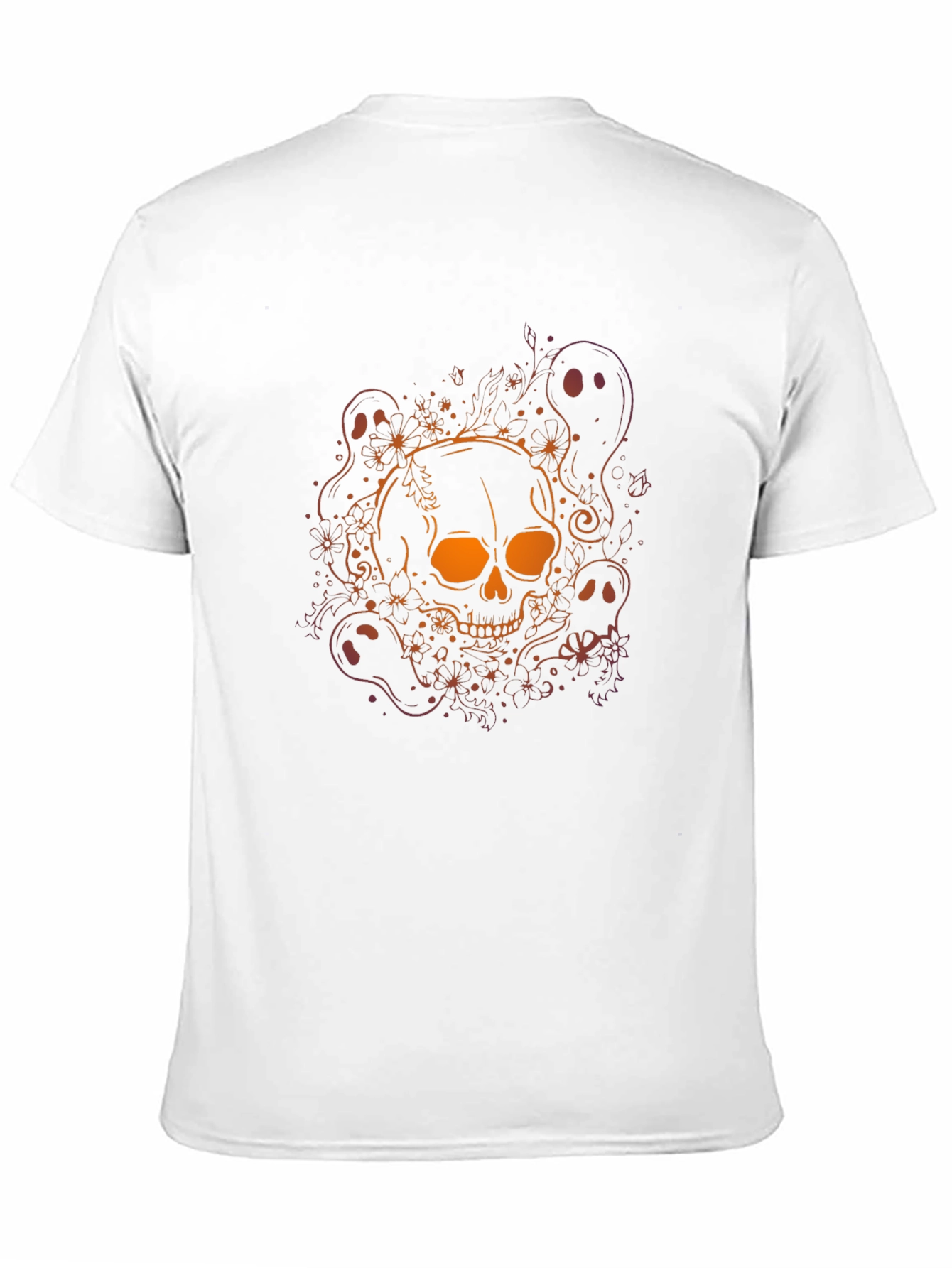 Skull & Ghost Graphic Tee - Halloween Black T-Shirt