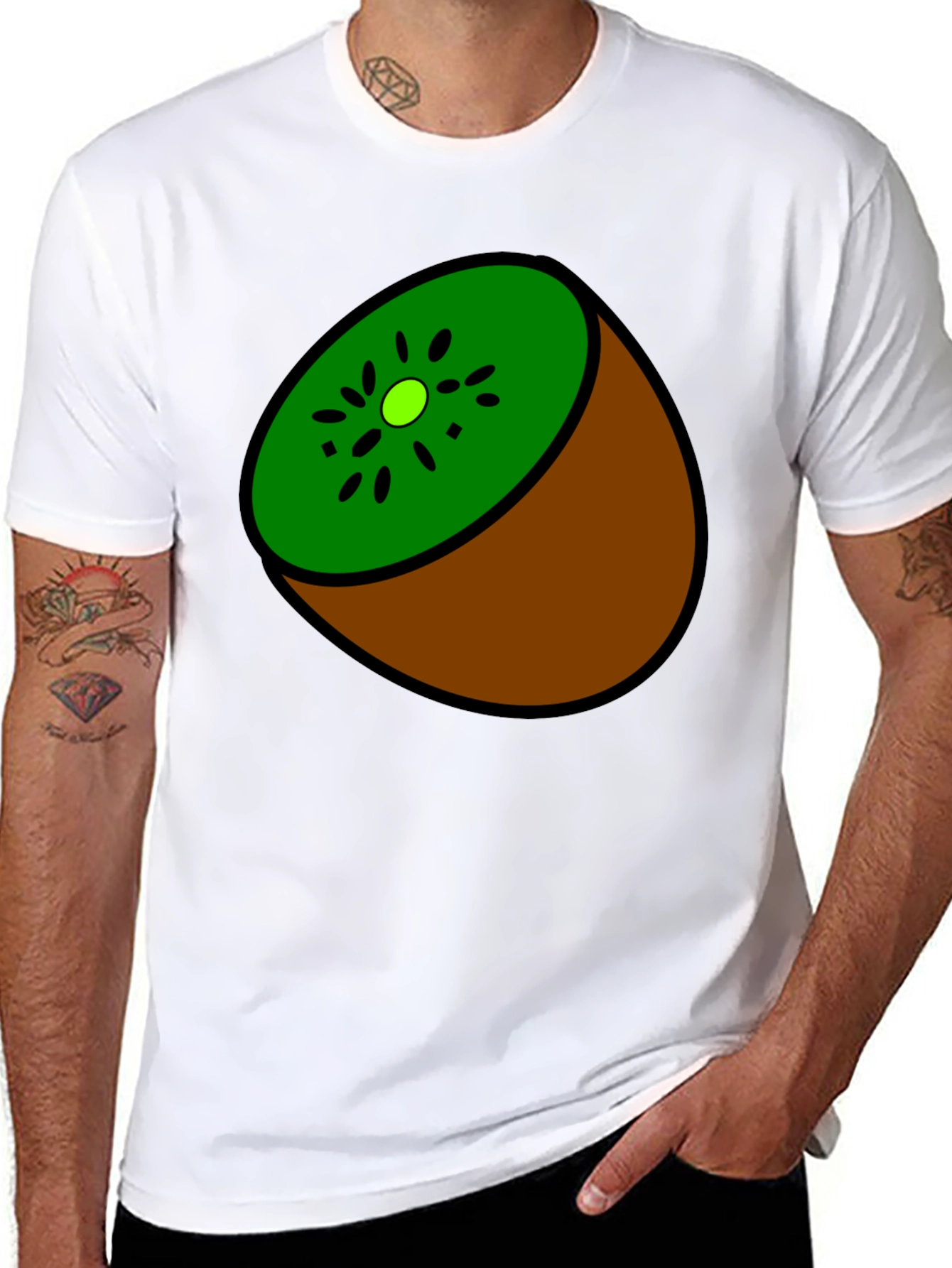 Kiwi Slice Graphic Tee - Quirky Fruit Design